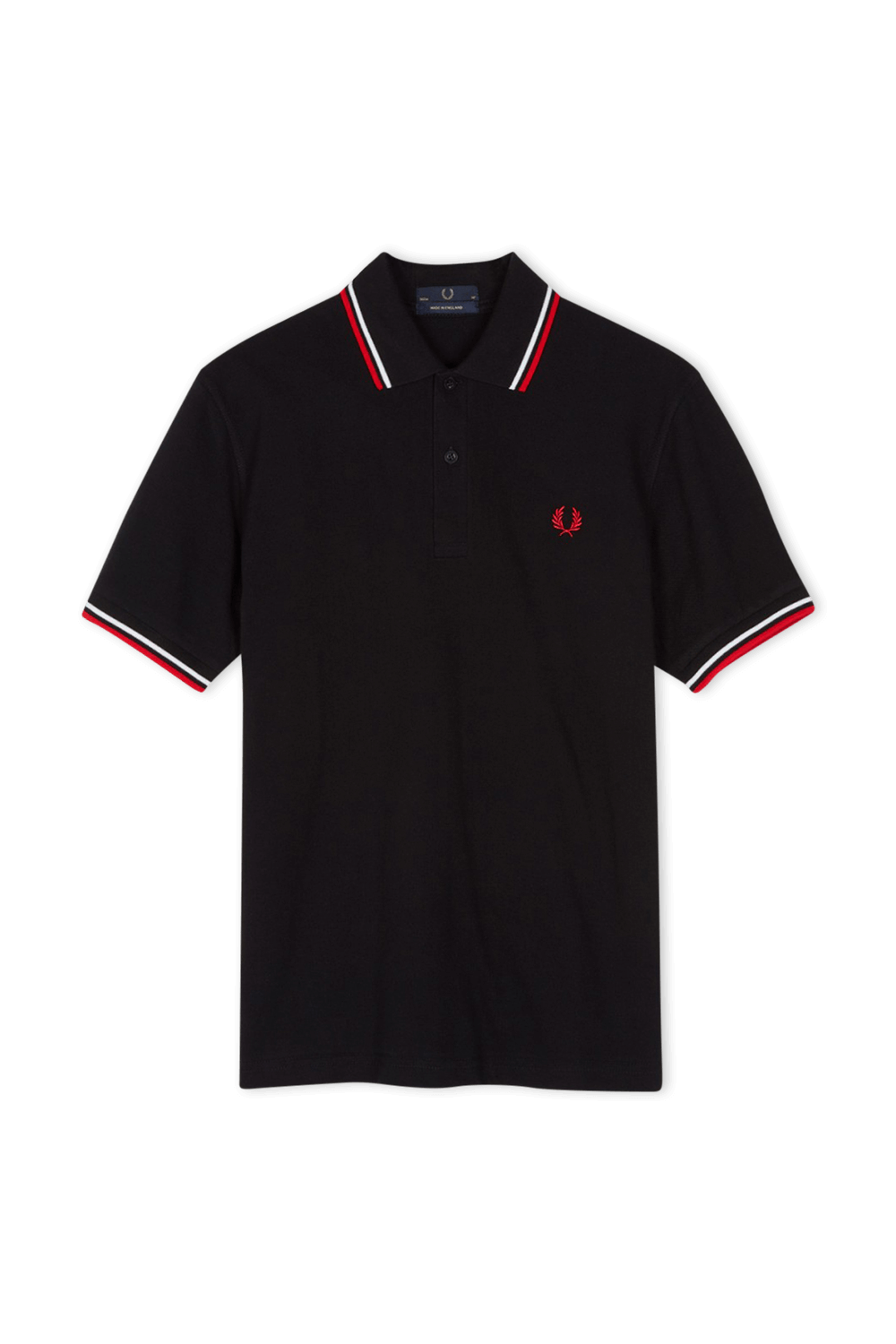 FRED PERRY חולצת פולו שחורה עם עיטורים באדום