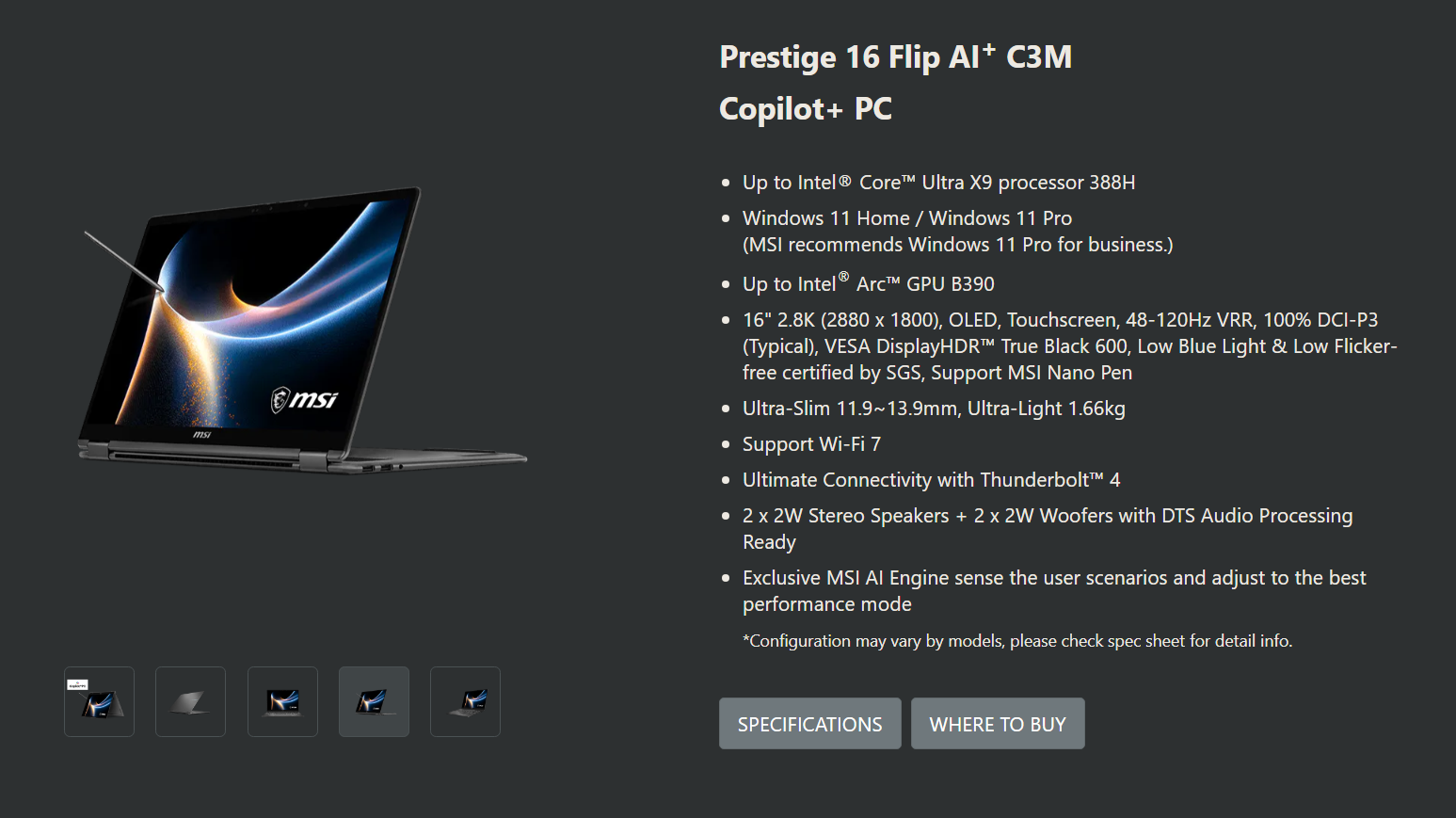 MSI Prestige 14'' Flip AI+ Touch Stylus 2026 OLED 358H 32GB+1TB Laptop Brand New - GreshamTech