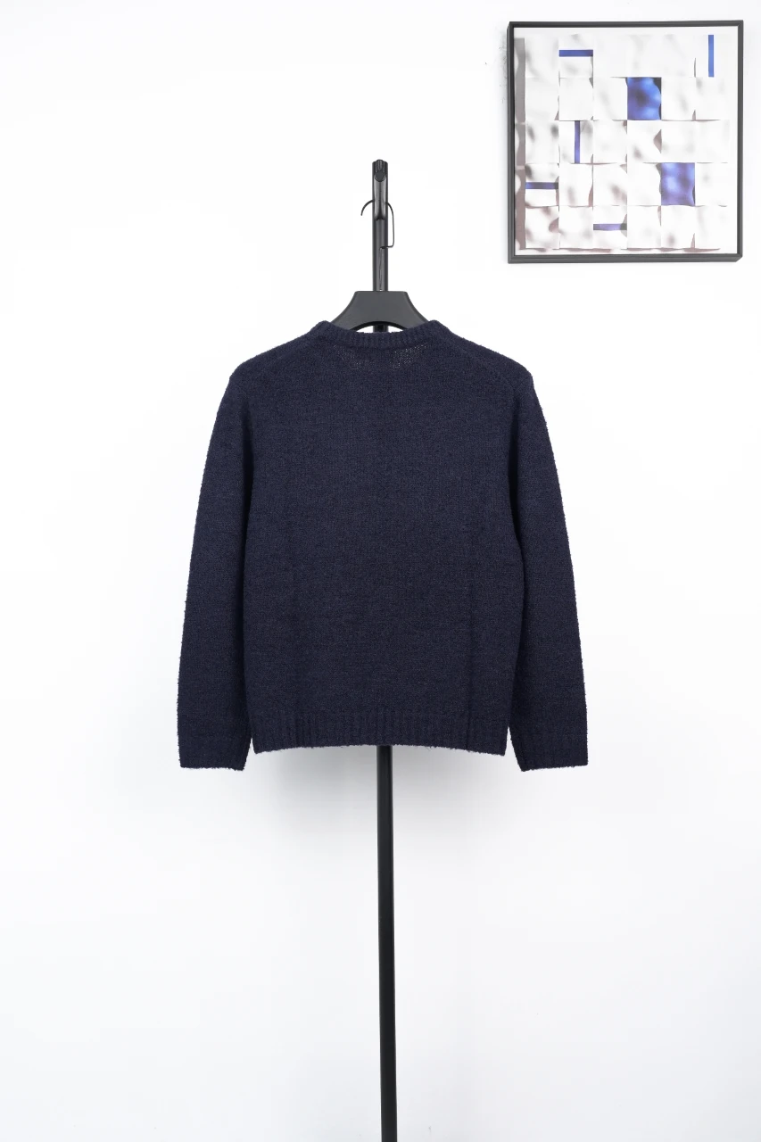 Miu Miu Navy Boucle Wool Crewneck Sweater product photo from LabelPicks