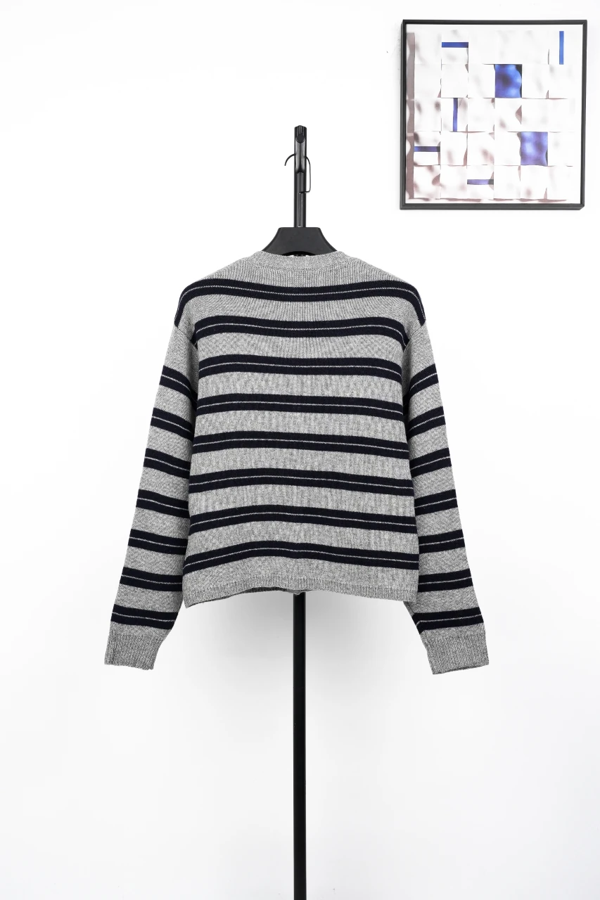 Miu Miu Grey Black Stripe Cashmere Cardigan product photo from LabelPicks