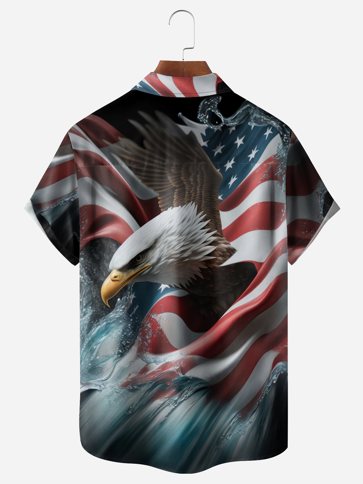 Indepndence Day Flag Chest Pocket Short Sleeve Shirt