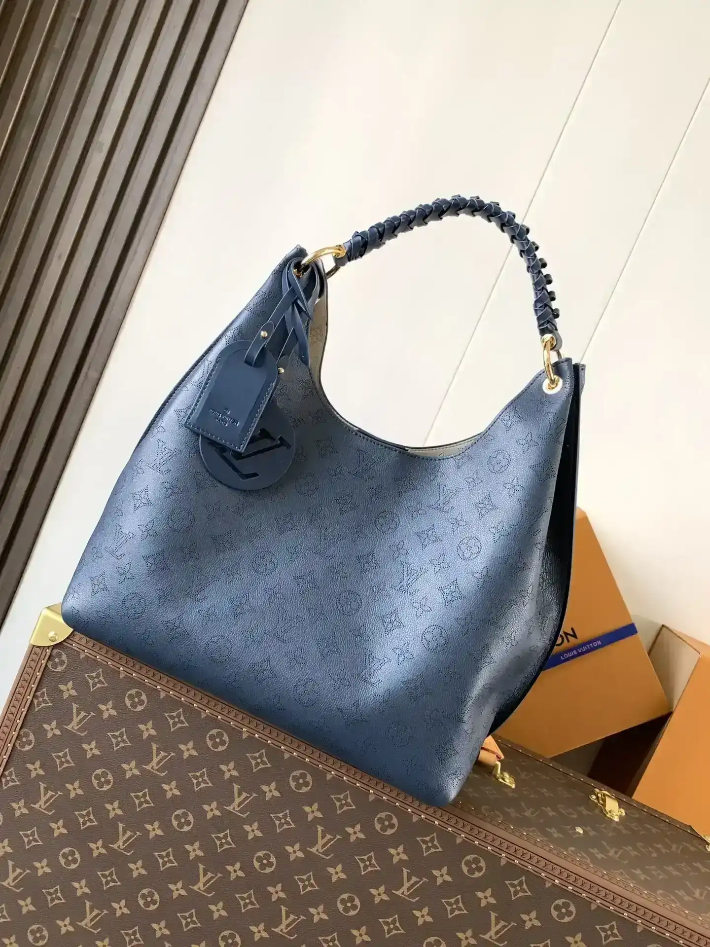 Louis Vuitton Navy Woven Leather Tote Bag product photo from LabelPicks