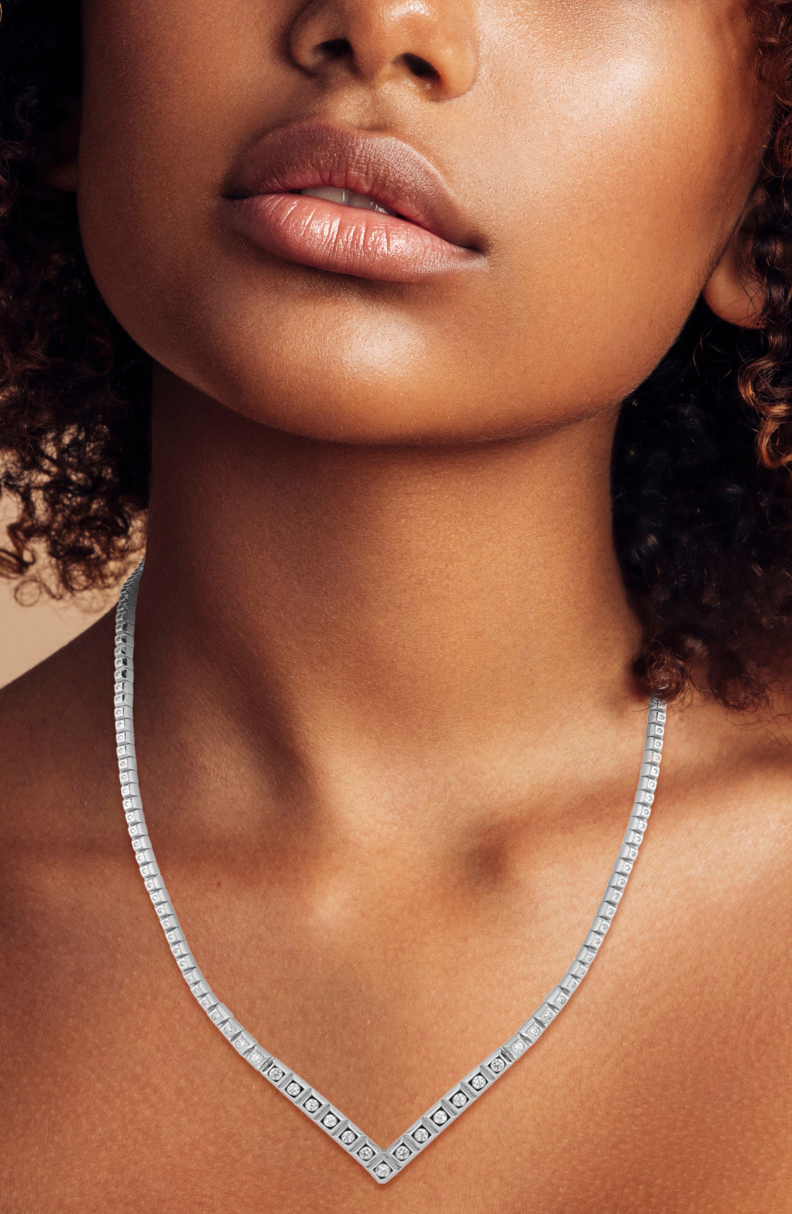 GLAZE JEWELRY Cubic Zirconia V Tennis Necklace