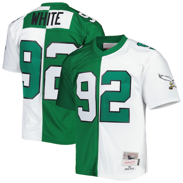 Reggie White Philadelphia Eagles 1990 Split Legacy Replica Jersey - Kelly Green/White