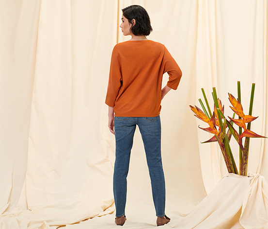 Feinstrickpullover, orange