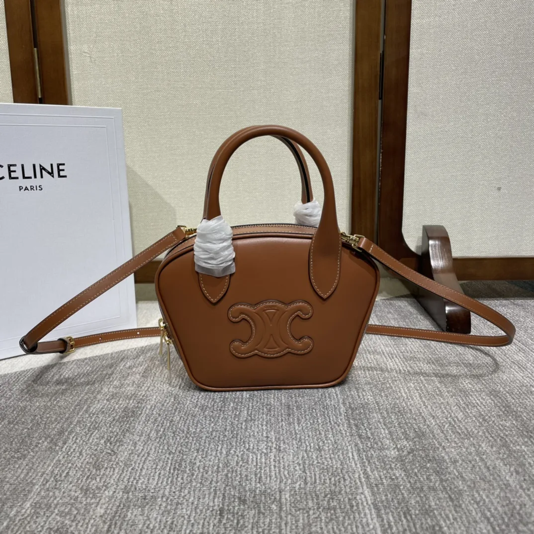 Celine Brown Triomphe Calfskin Top Handle Bag product photo from LabelPicks