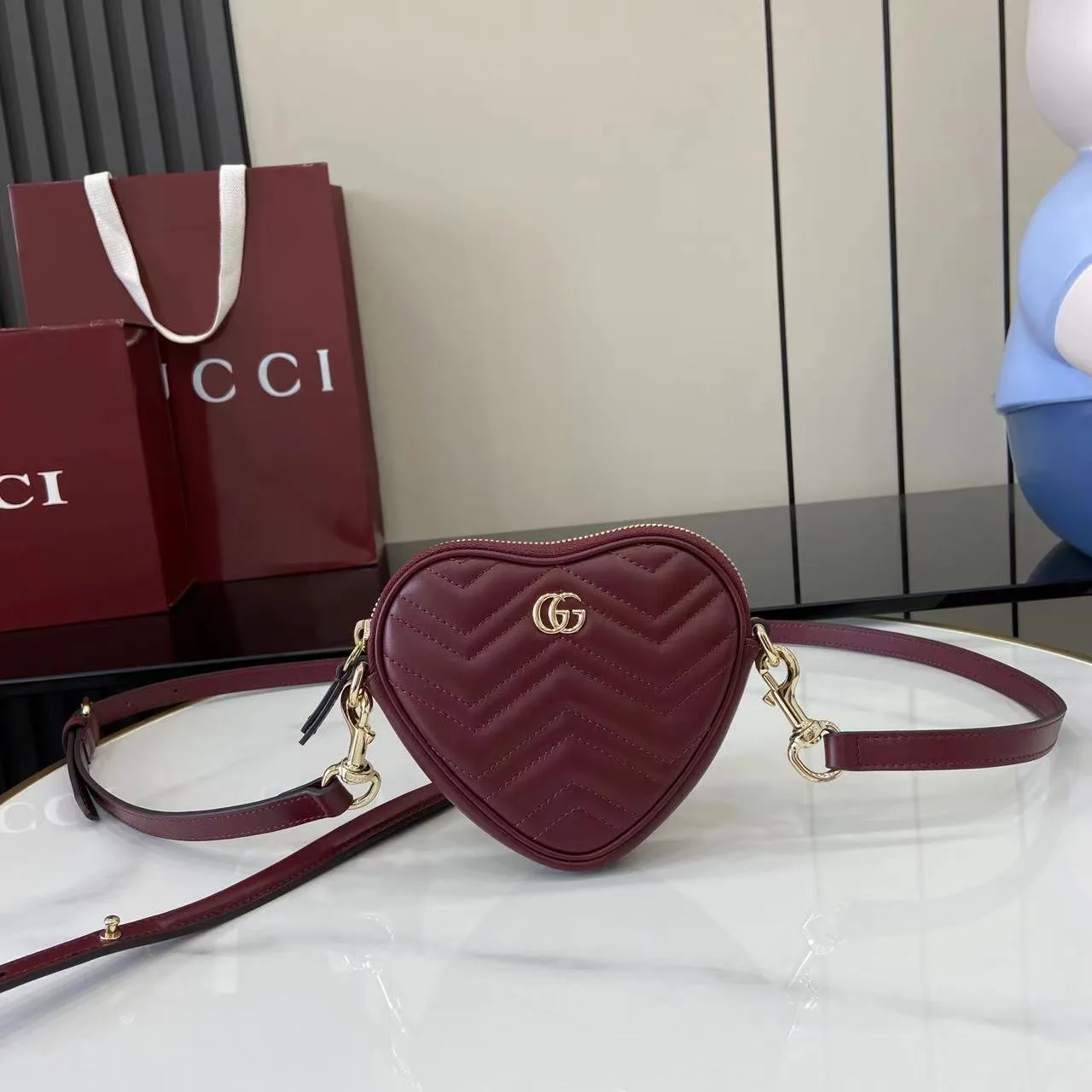 Gucci Red Marmont GG Supreme Canvas Crossbody Bag product photo from LabelPicks