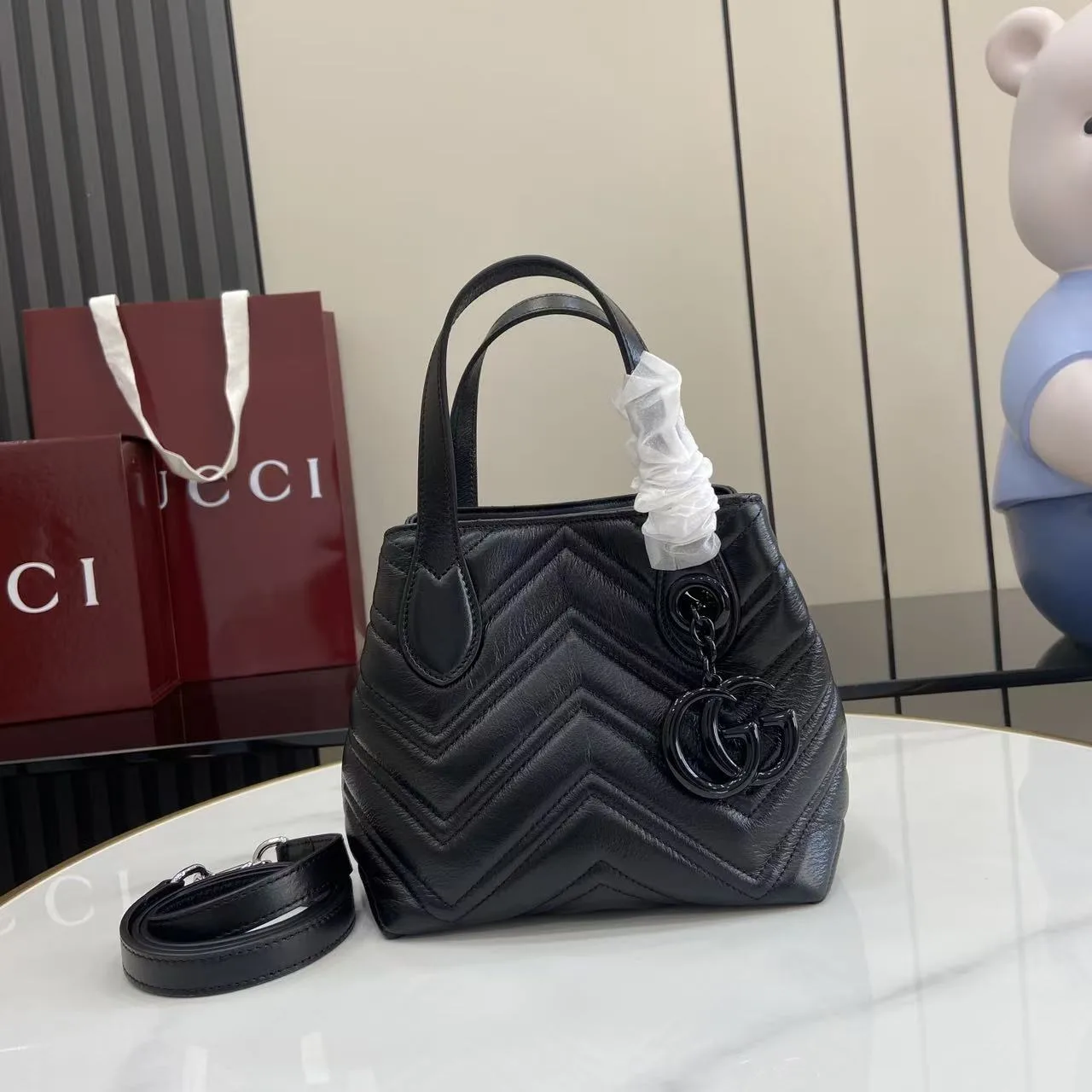 Gucci Black Marmont GG Supreme Canvas Tote Bag product photo from LabelPicks