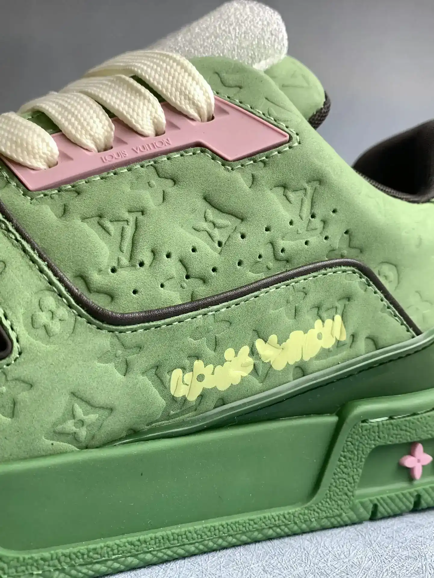 Louis Vuitton LV Trainer Low Sneaker - Cactus Green and Pink product photo from LabelPicks