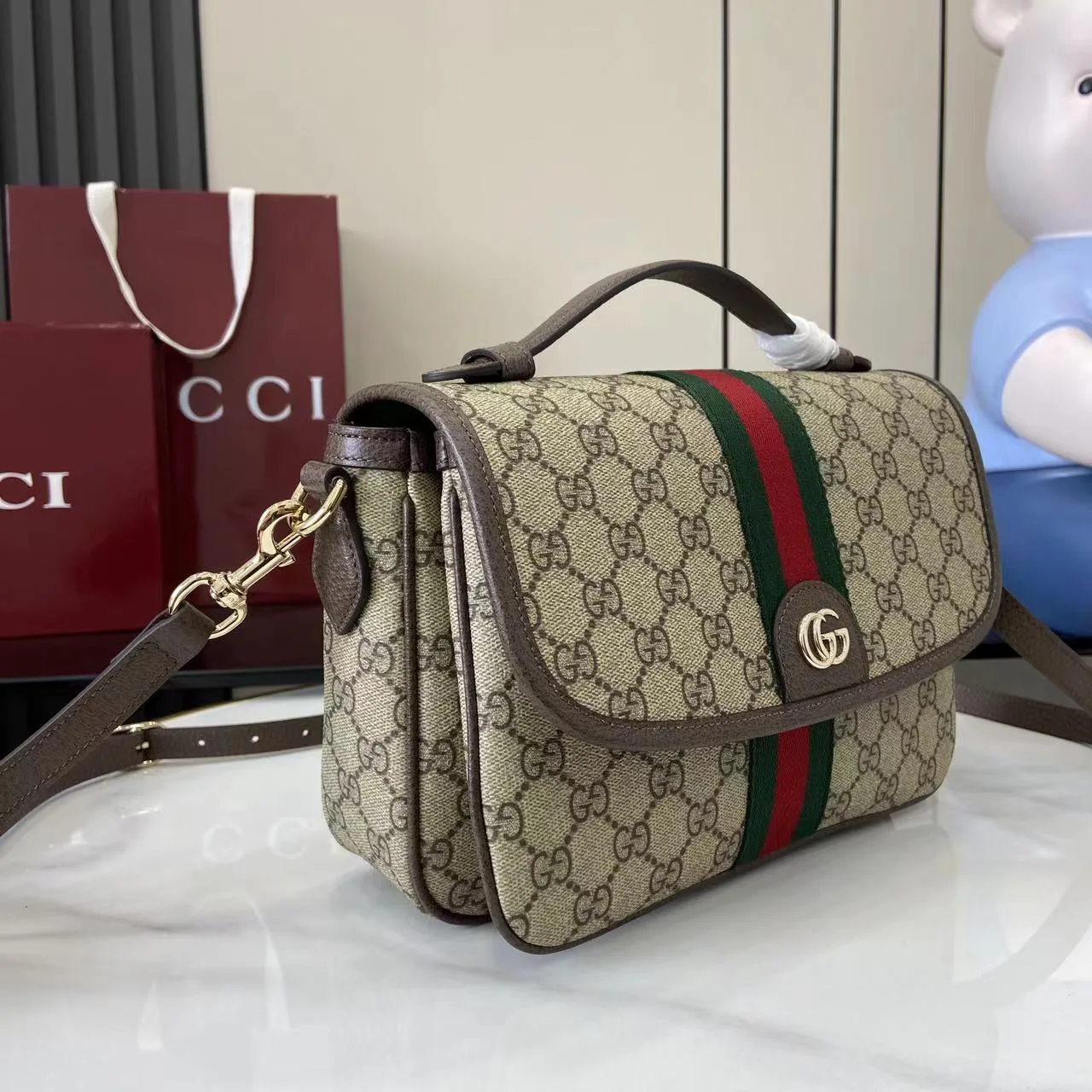 Gucci Ophidia Brown GG Supreme Canvas Crossbody Bag product photo from LabelPicks