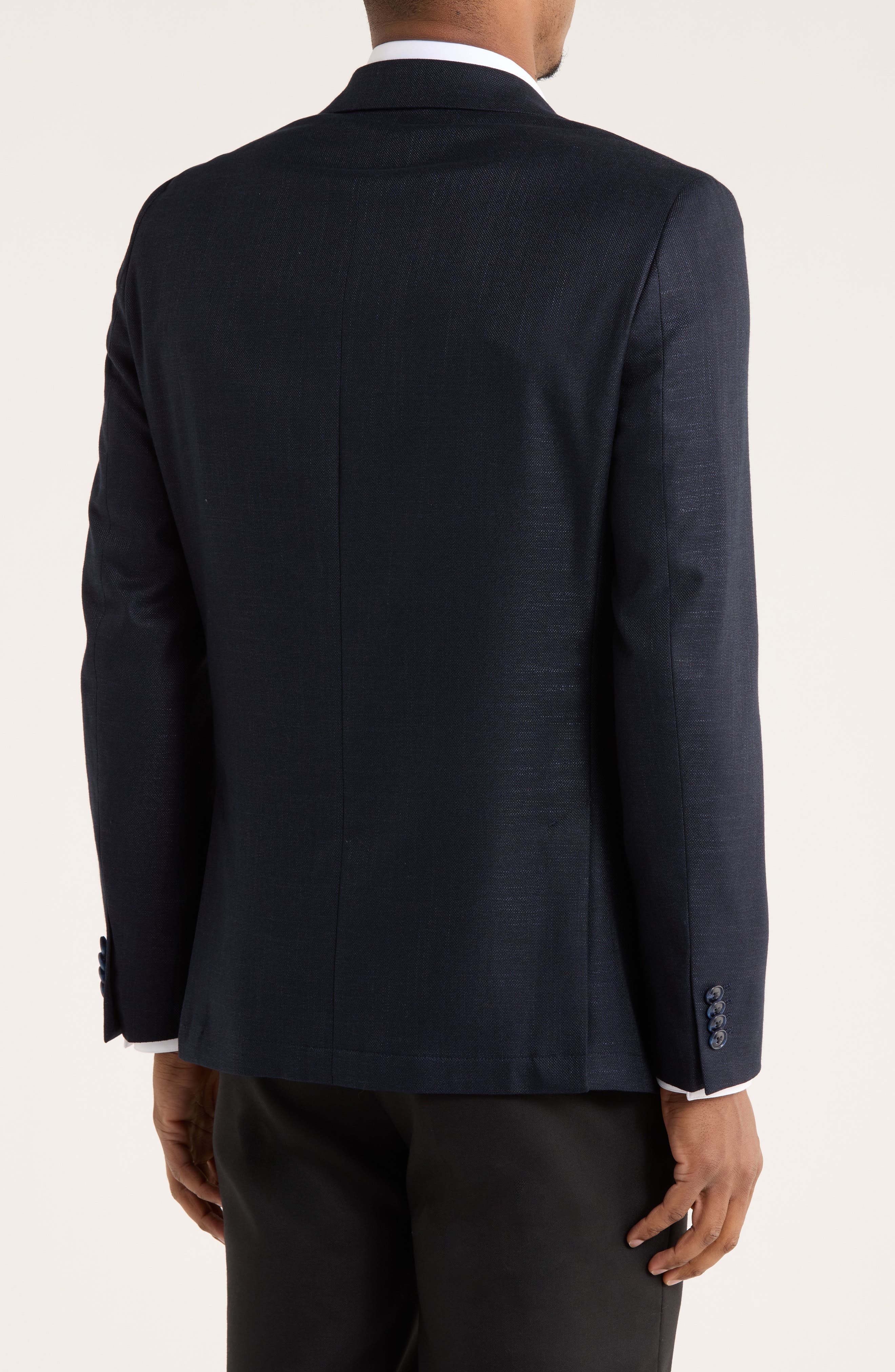Original Penguin Navy Crosshatch Notch Lapel Sport Coat