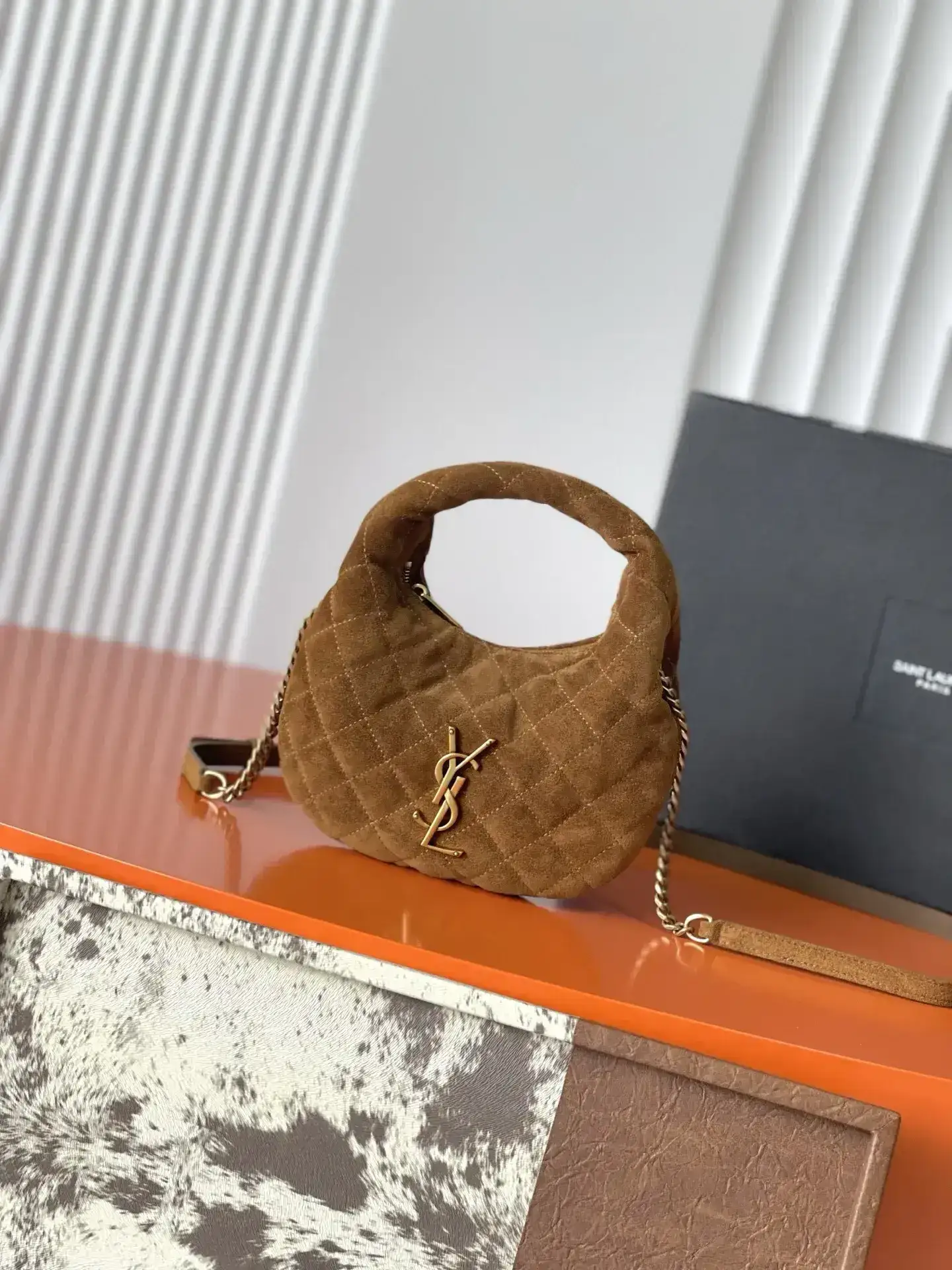 Saint Laurent Brown Quilted Leather Hobo Bag product photo from LabelPicks
