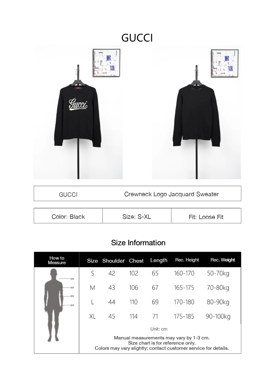 GUCCI Black Script Logo Jacquard Crewneck Sweater product photo from LabelPicks