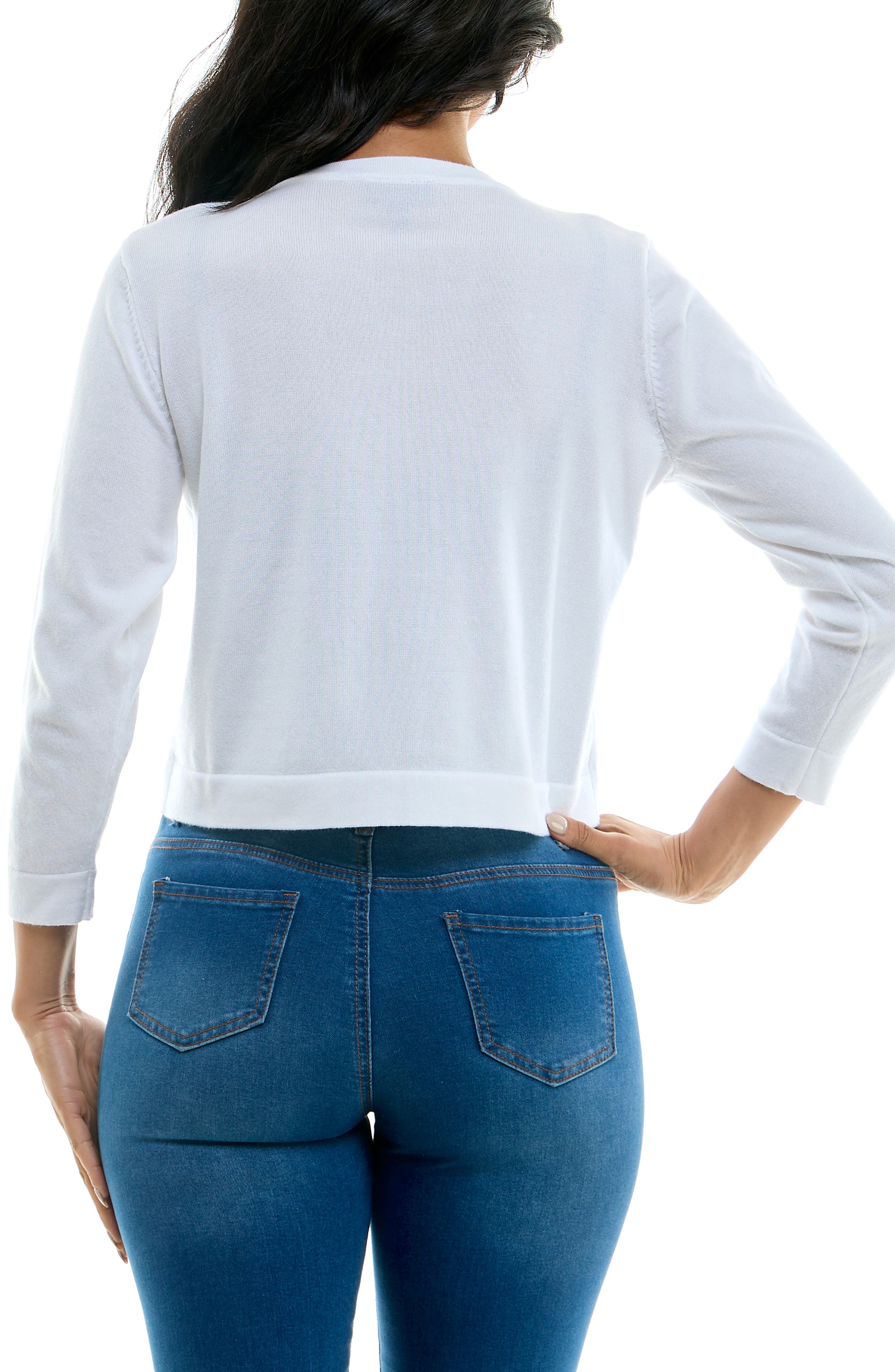 Nina Leonard Faux Pearl Knit Sweater Bolero