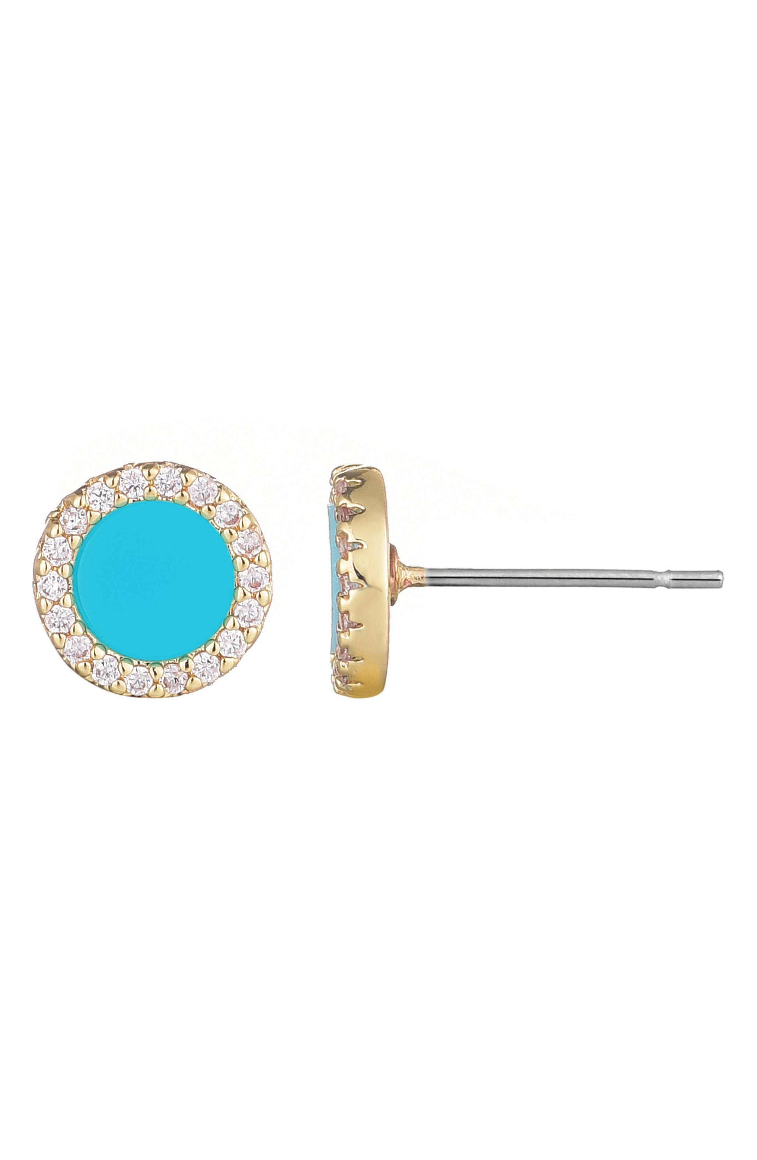 Adornia Cubic Zirconia & Turquoise Stud Earrings