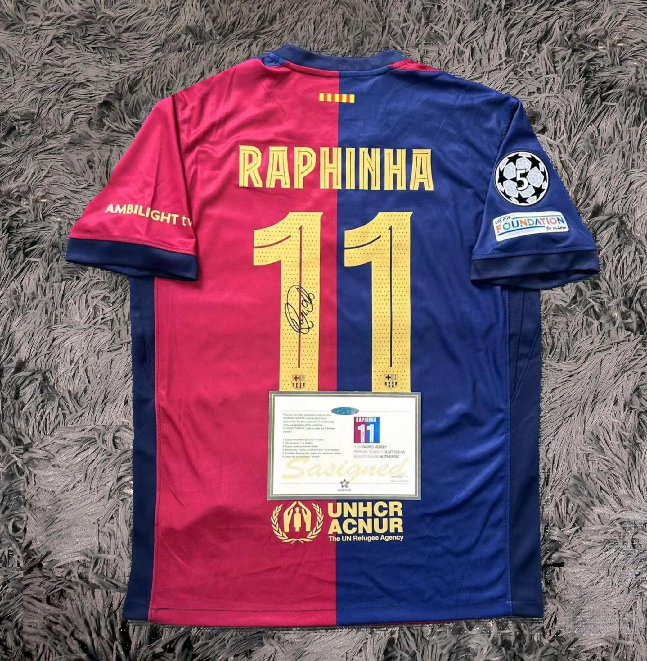 Raphina SIGNED Barcelona 24/25 Home Jersey/Shirt - COA - 2025