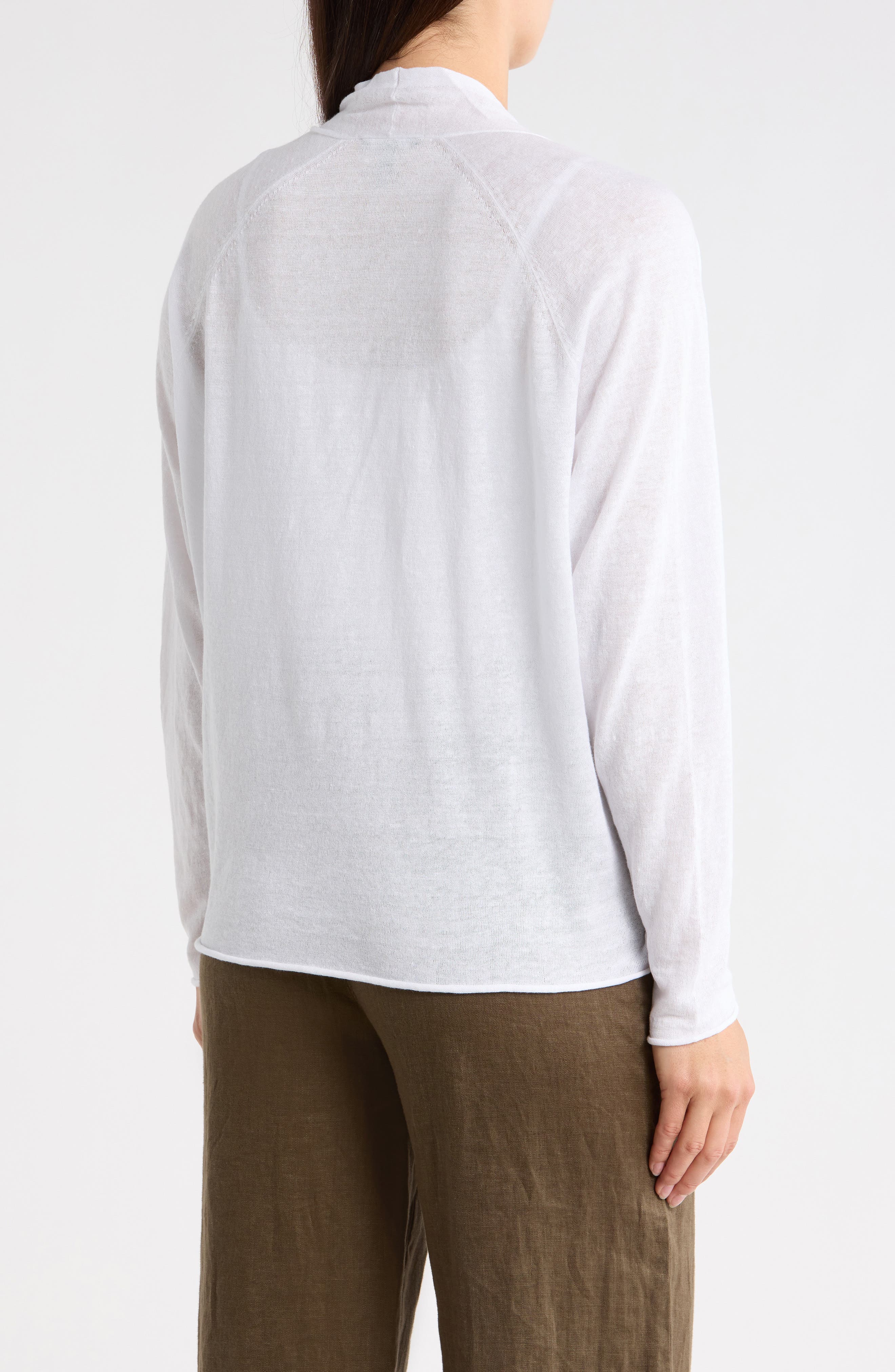 Eileen Fisher Organic Linen & Organic Cotton Open Front Cardigan