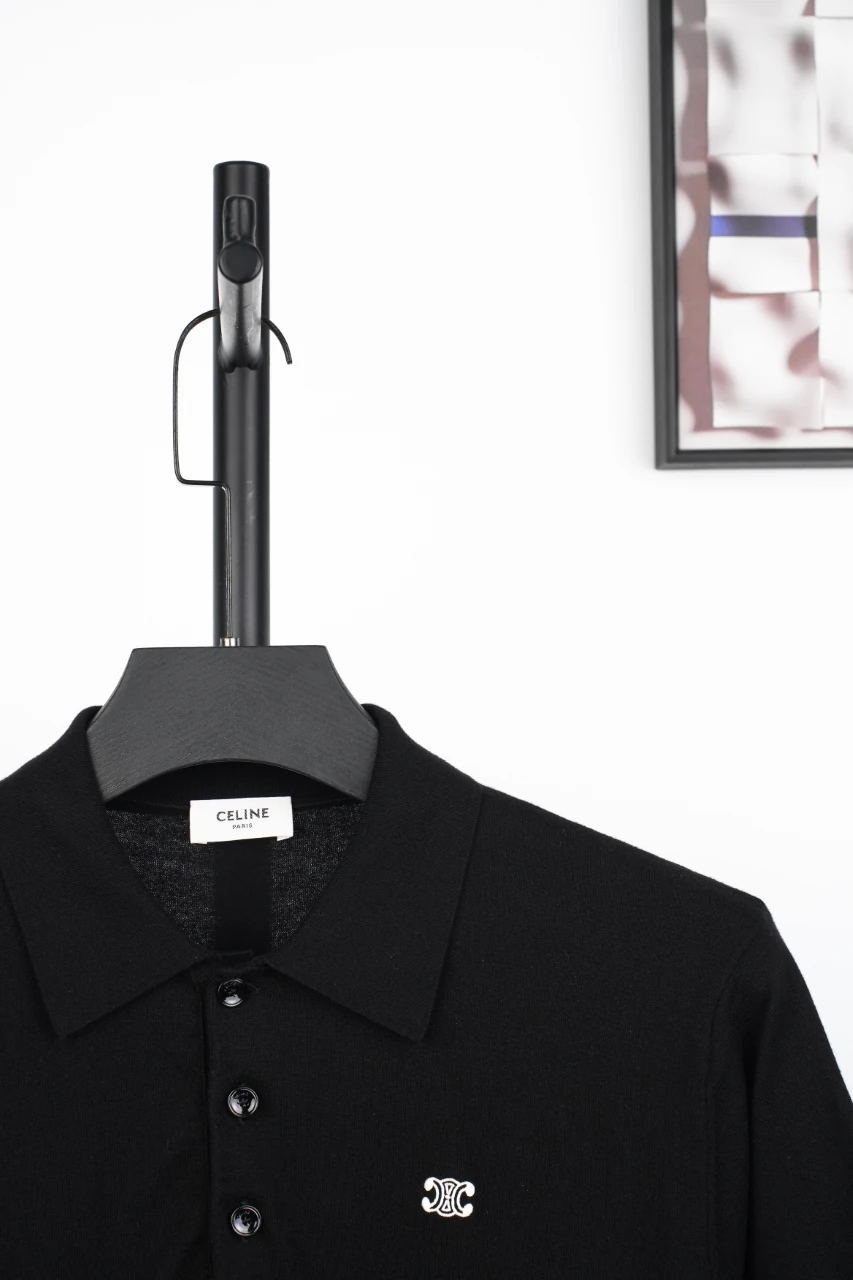 CELINE Black Knit Triomphe Polo Shirt product photo from LabelPicks