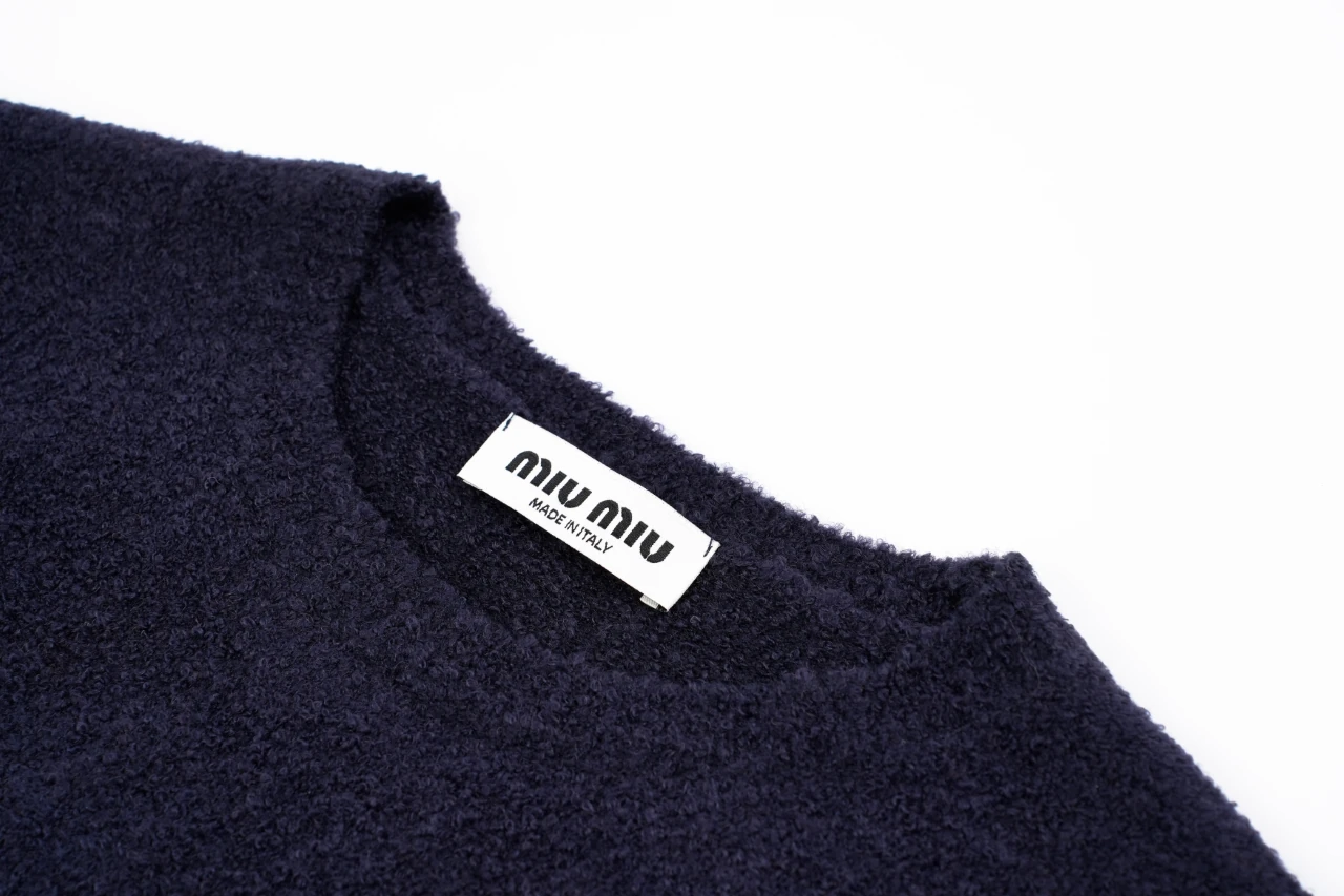 Miu Miu Navy Logo Teddy Crewneck Sweater product photo from LabelPicks