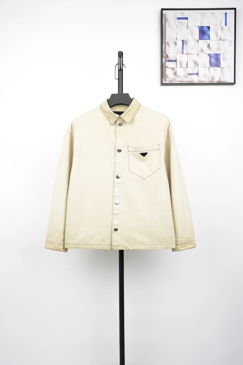 Prada Beige Distressed Dye Shirt Jacket product photo from LabelPicks