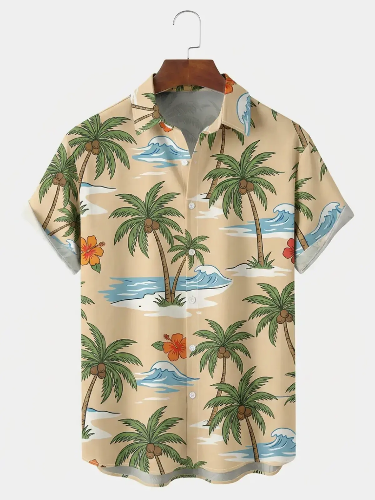 Men's printed shirts Retro Palm Tree Beach Aloha Shirt