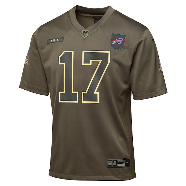Josh Allen Buffalo Bills Nike Youth 2025 Salute to Service Game Jersey - Olive