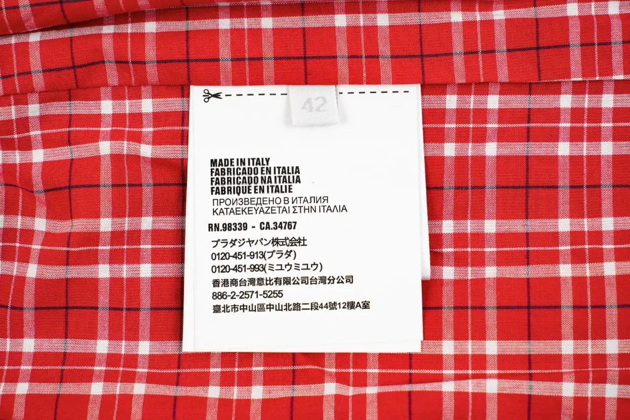 Miu Miu Beige Logo Red Check Lined Jacket product photo from LabelPicks