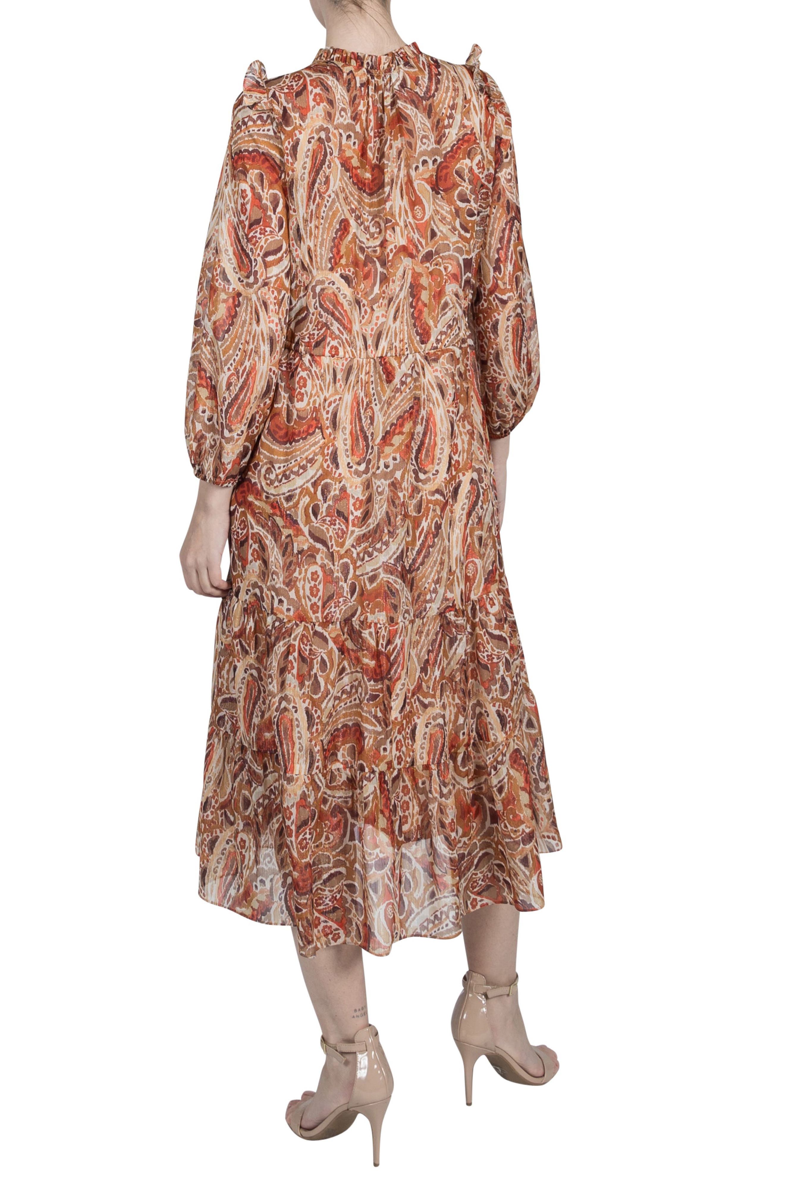 Julia Jordan Print Metallic Midi Dress
