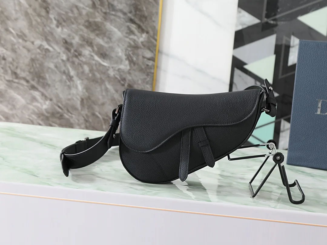 Dior Black Saddle Grained Leather Saddle Bag product photo from LabelPicks