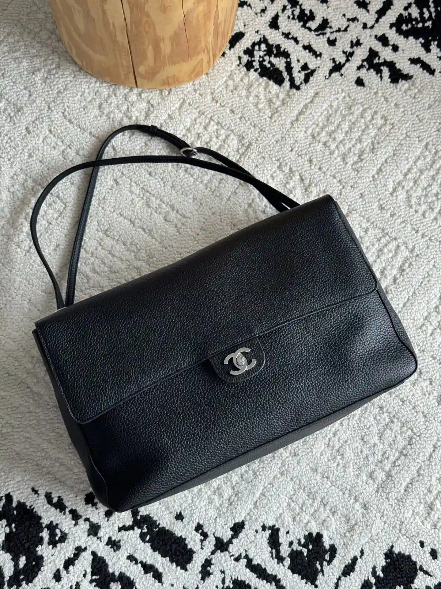 Chanel Burgundy Classic Flap Grained Leather Shoulder Bag product photo from LabelPicks