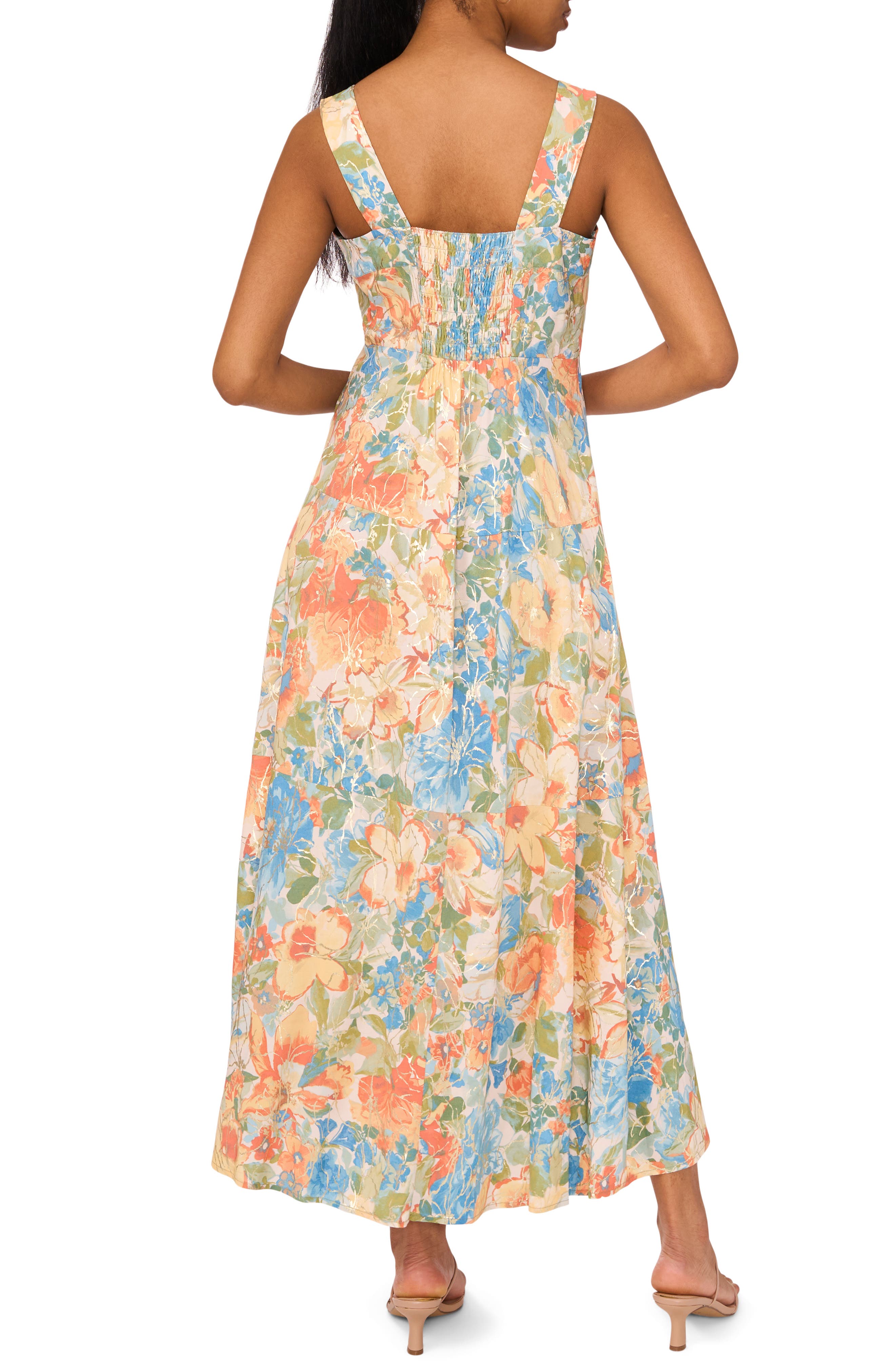 Halogen® Floral Square Neck Tiered Maxi Sundress