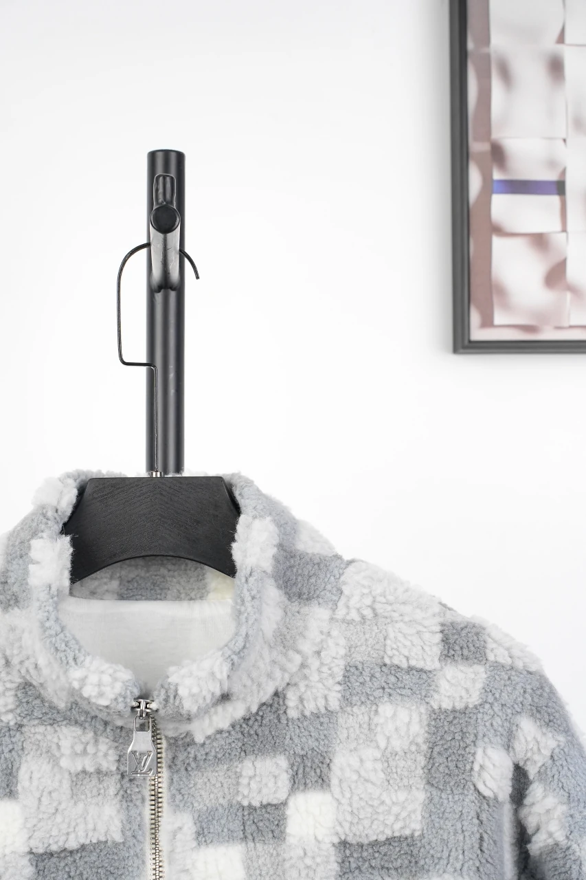 Louis Vuitton White Grey Mosaic Sherpa Jacket product photo from LabelPicks