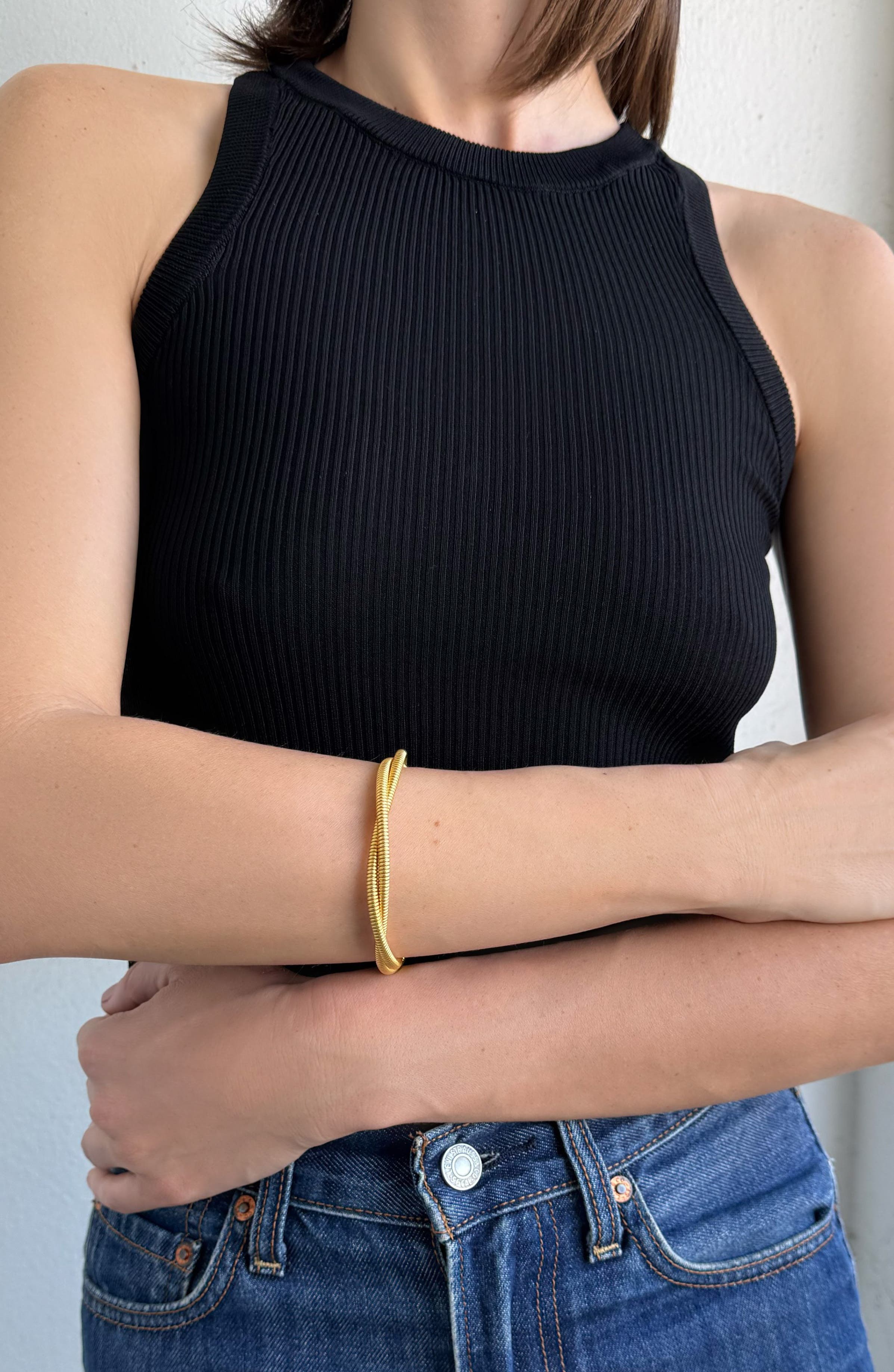 Adornia 18K Gold Plated Twisted Wrap Bracelet