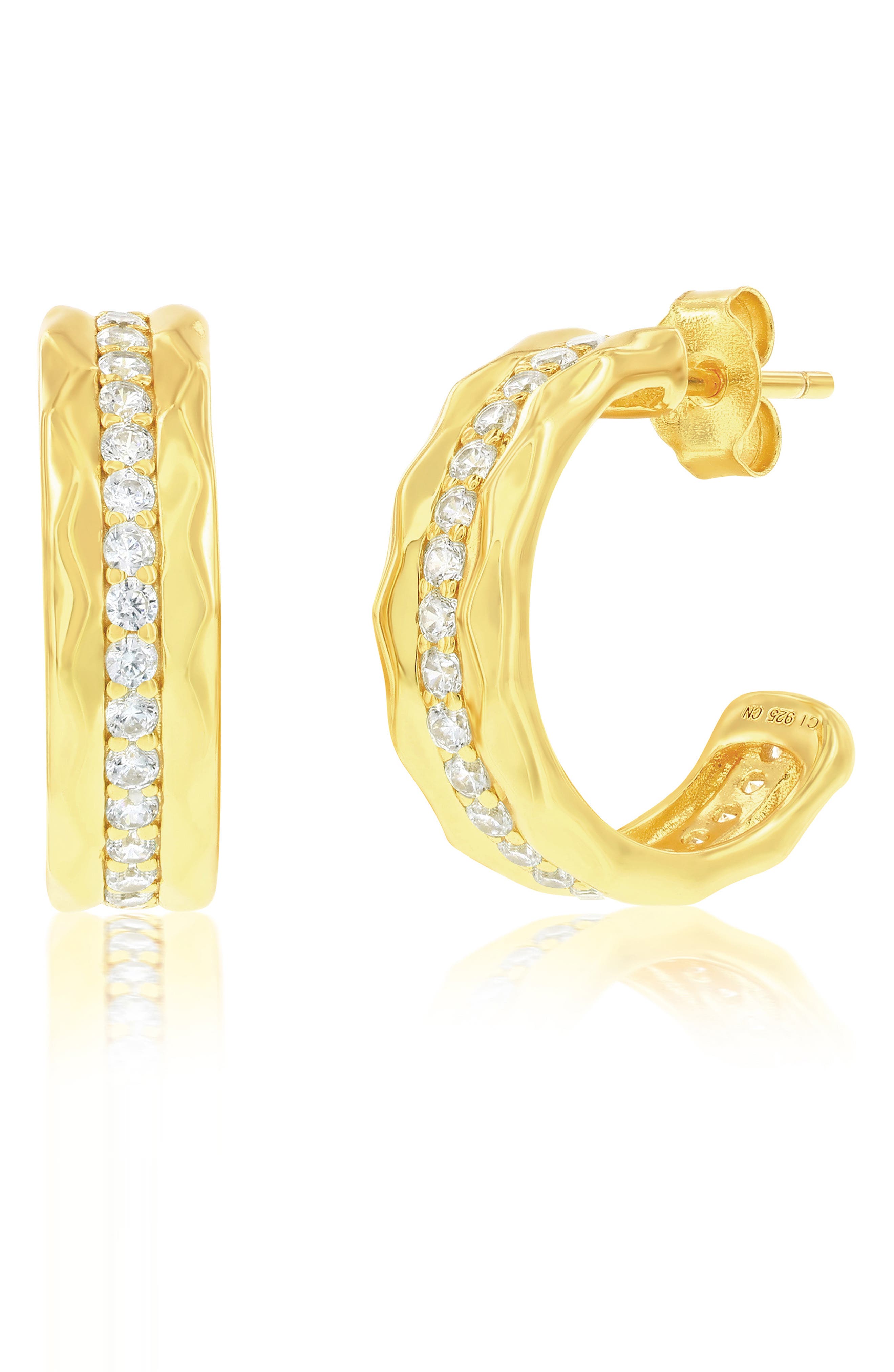SIMONA Cubic Zirconia Molten Hoop Earrings