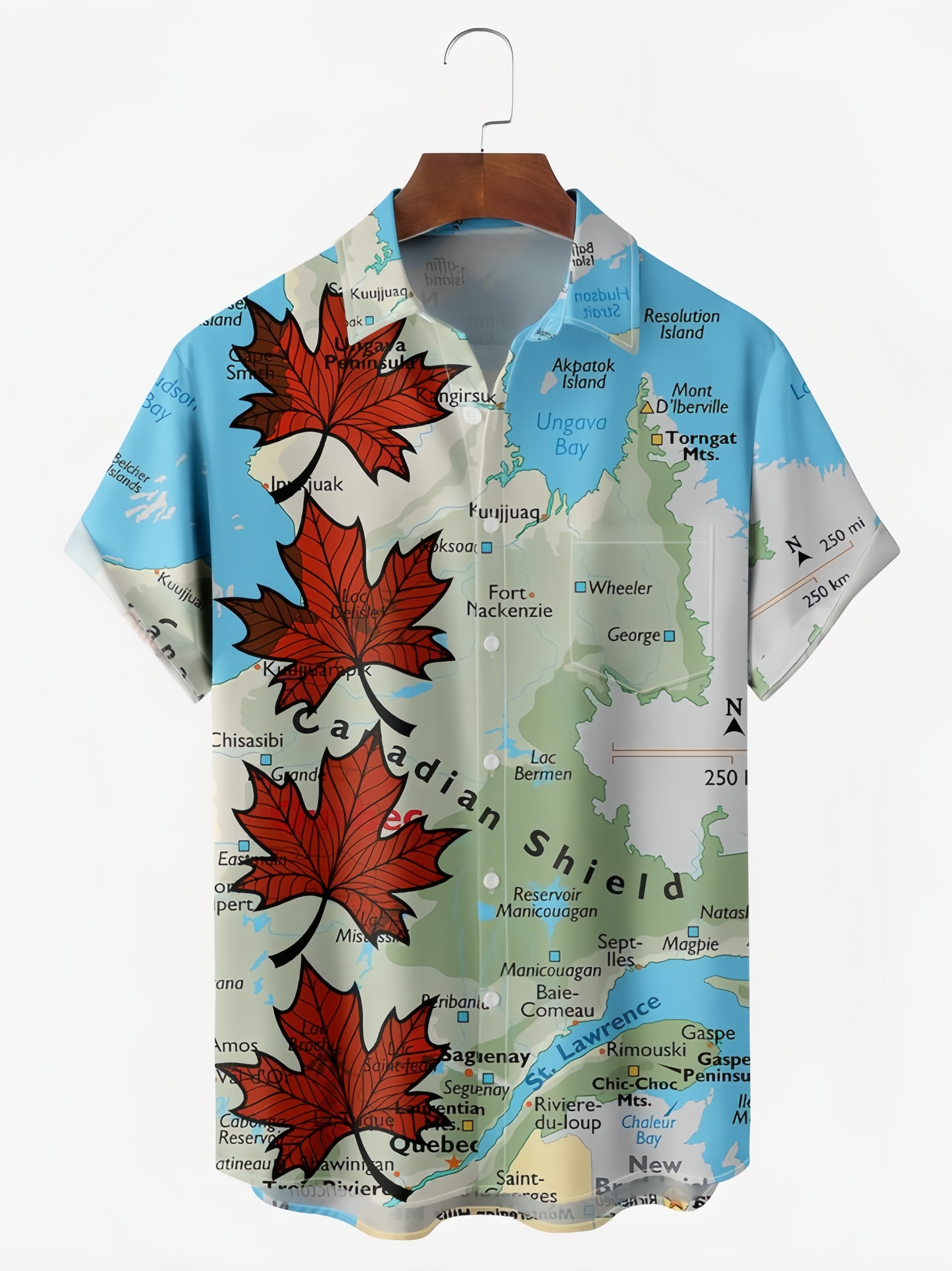 Canada Day Chest Pocket Short Sleeve Casual Shirt