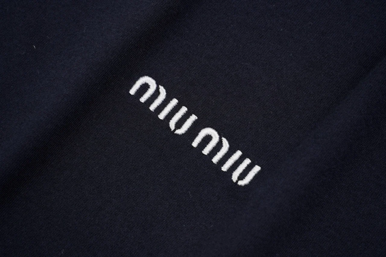 Miu Miu Navy Small Embroidered Crewneck Long Sleeve T-Shirt product photo from LabelPicks