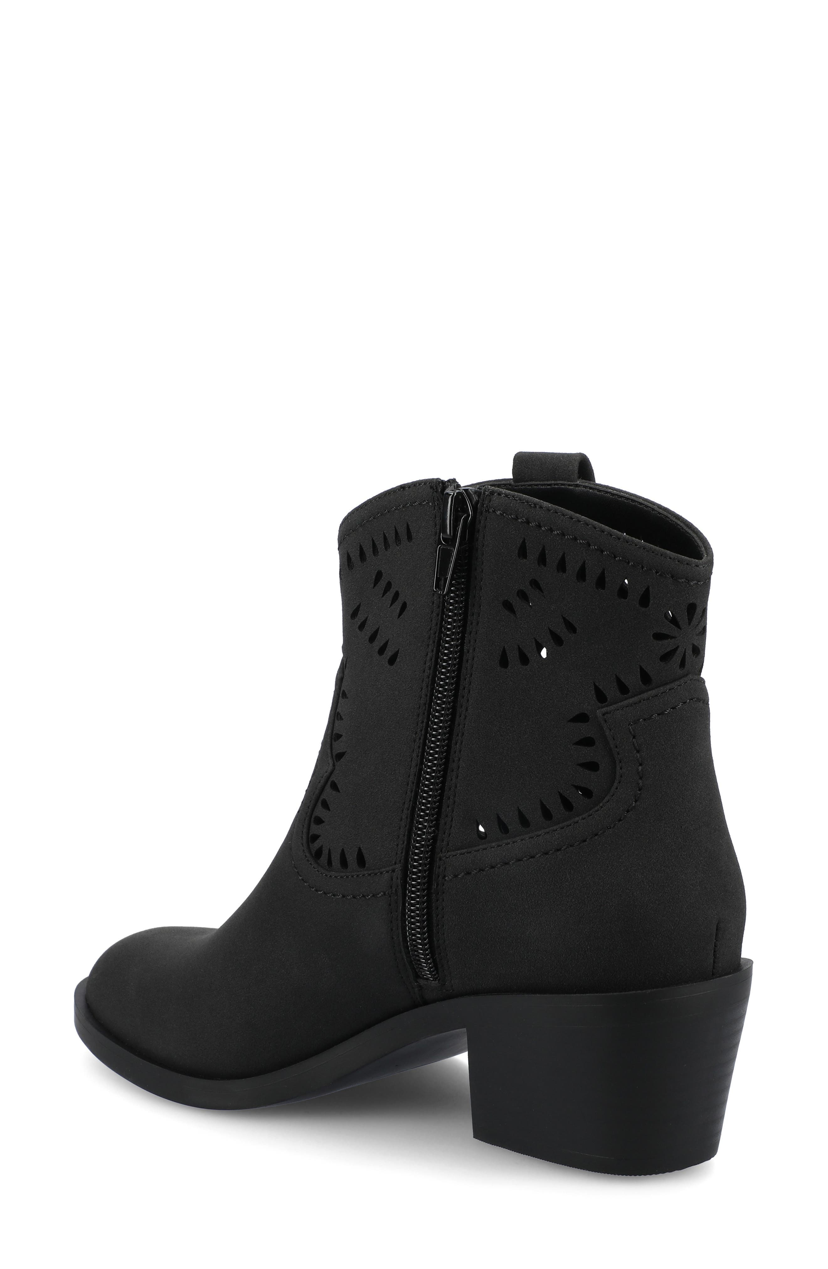Journee Collection Eyelet Block Heel Bootie