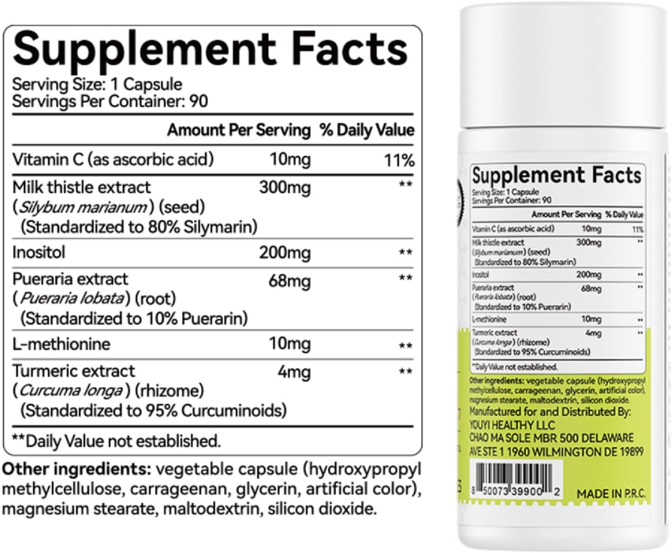 OxyEnergy Silymarin Milk Thistle 300mg Extract with Vitamin C, Inositol & Pueraria, Liver Detox & Repair Support, Antioxidant Support, 90 Vegetarian Capsules