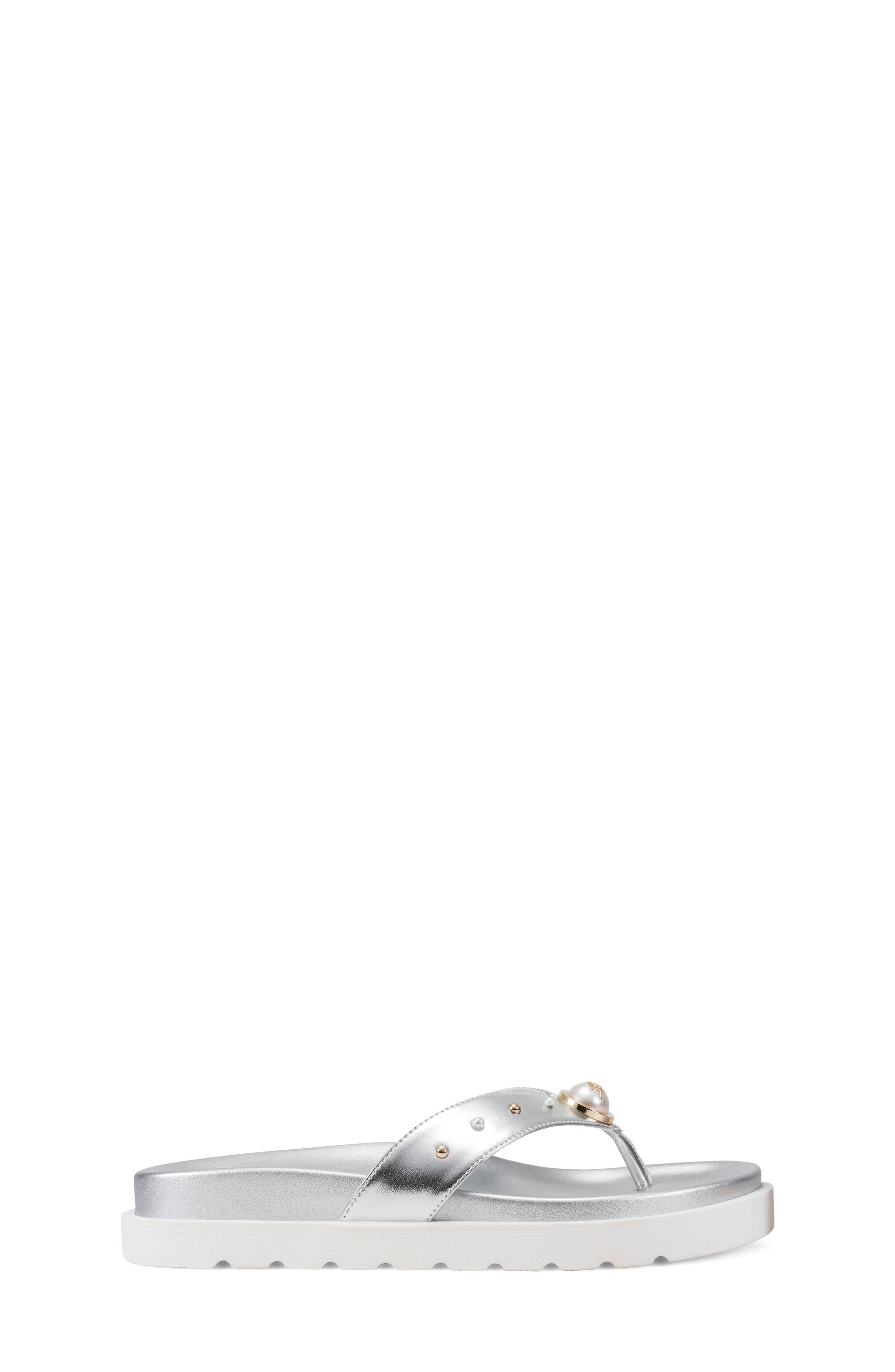 KARL LAGERFELD PARIS Hayze Faux Pearl Lined Thong Flip Flop