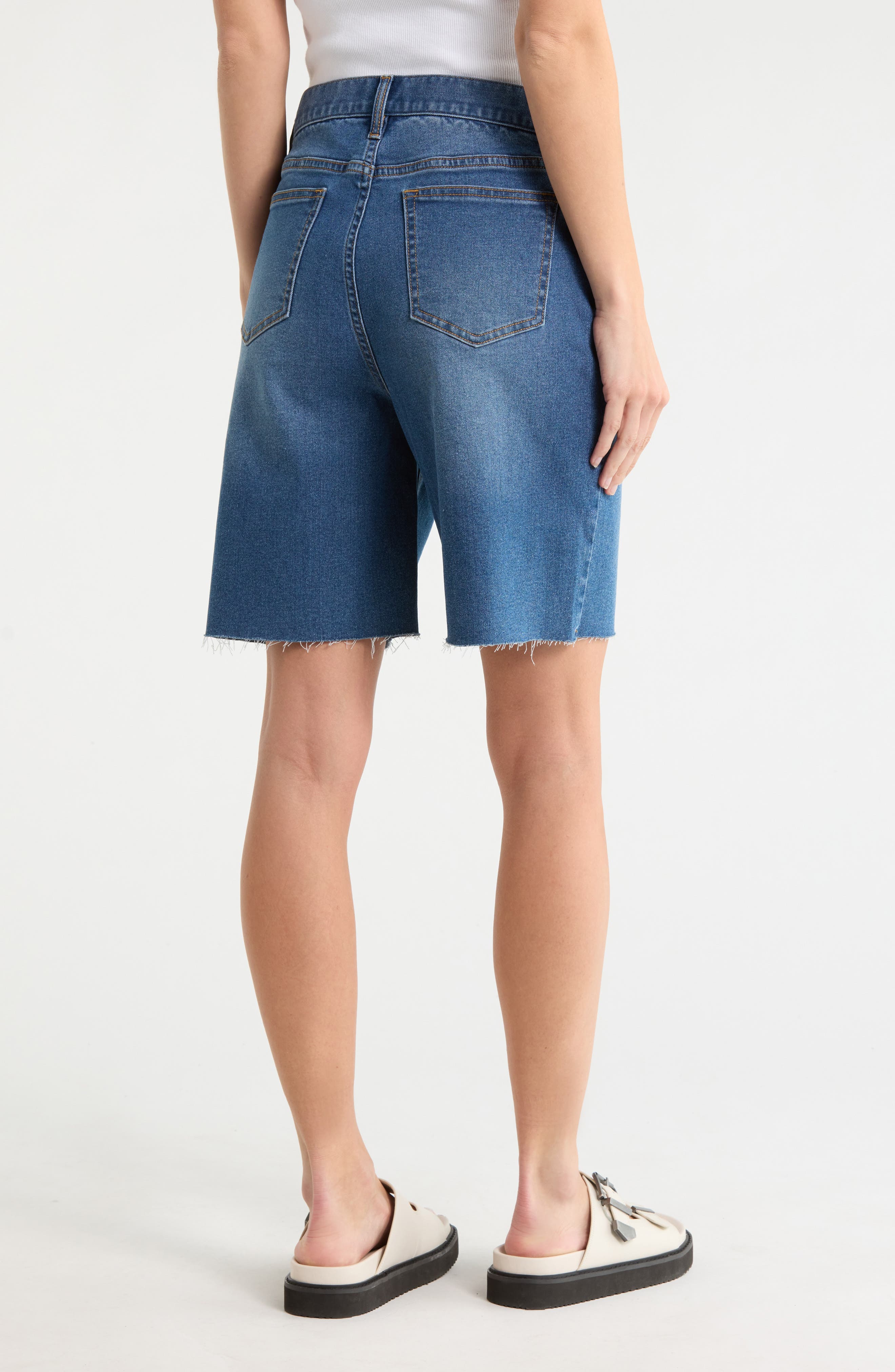 Vigoss Cutoff High Waist Bermuda Denim Shorts