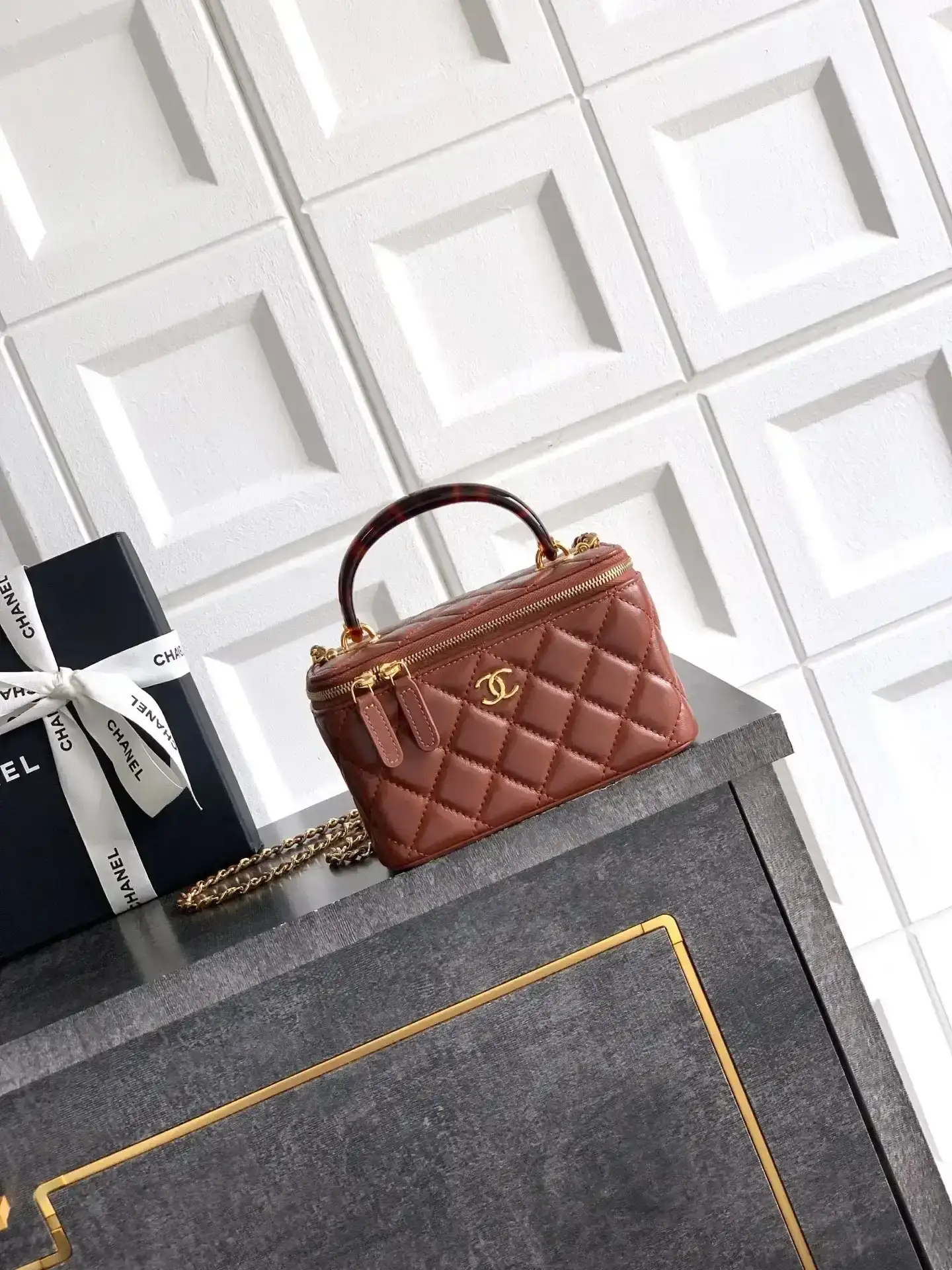 Chanel Burgundy Quilted Leather Top Handle Bag product photo from LabelPicks