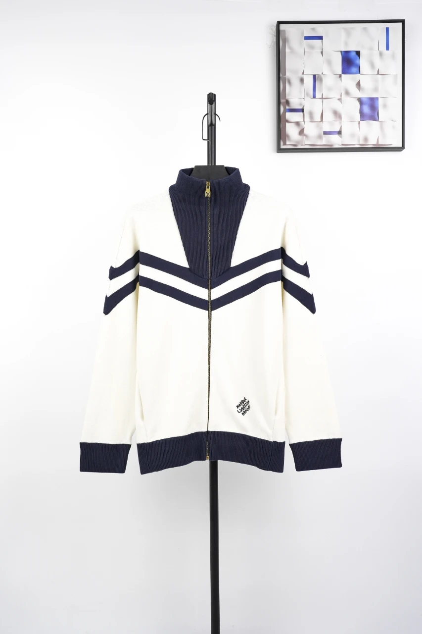 Louis Vuitton Off White Navy Contrast Stand Collar Jacket product photo from LabelPicks