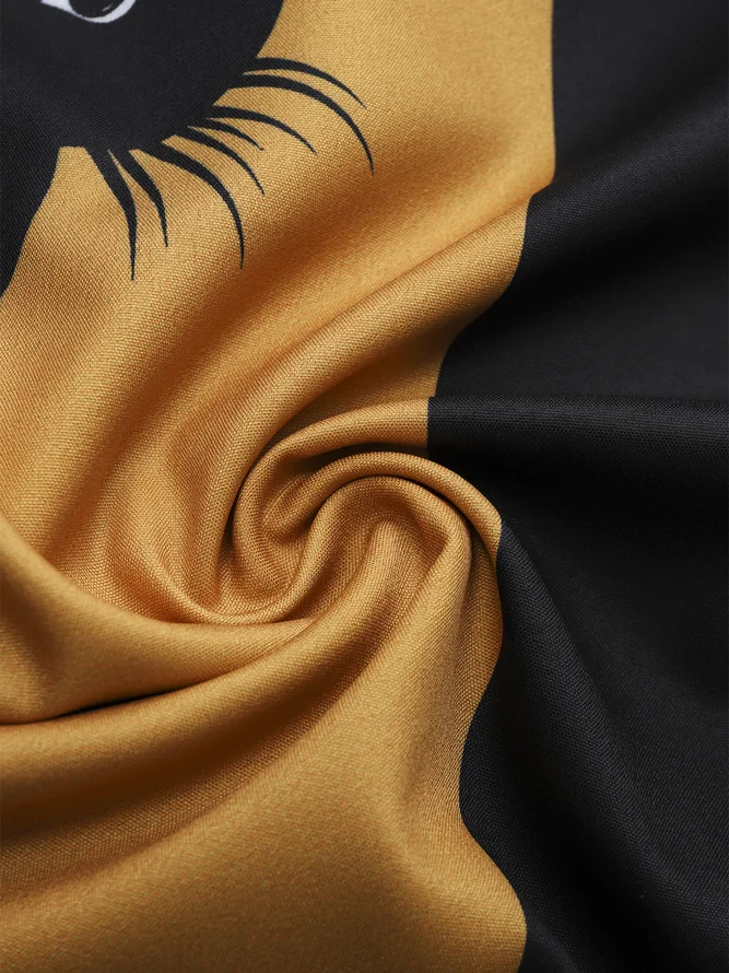 Men's Halloween Elements Cat Graphic Print Short Sleeve Shirt