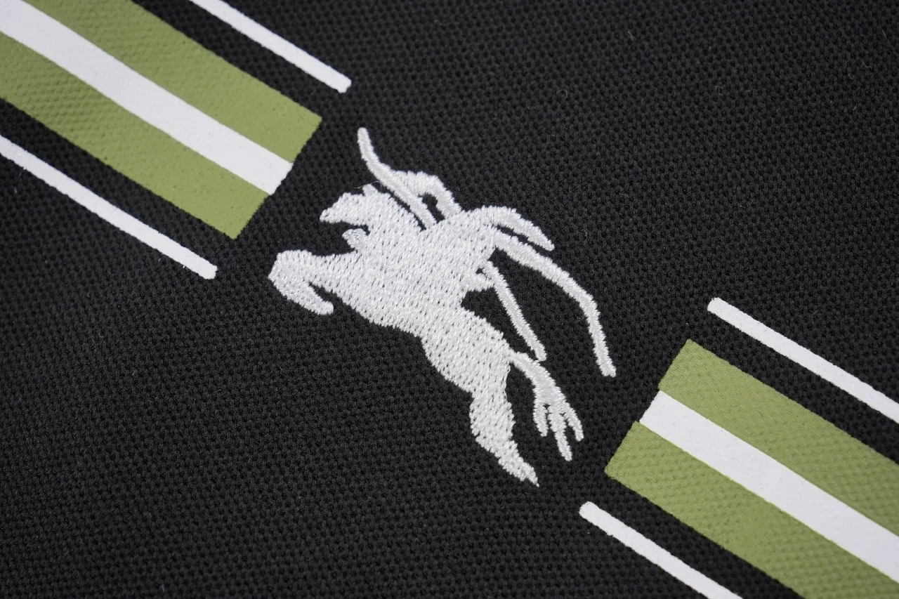 Burberry Black Stripe Equestrian Knight Embroidered Polo Shirt product photo from LabelPicks