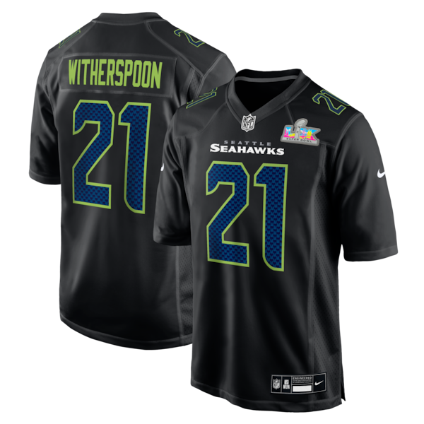 Men's Seattle Seahawks Devon Witherspoon Nike Black Super Bowl LX Patch Carbon Fashion Game Jersey