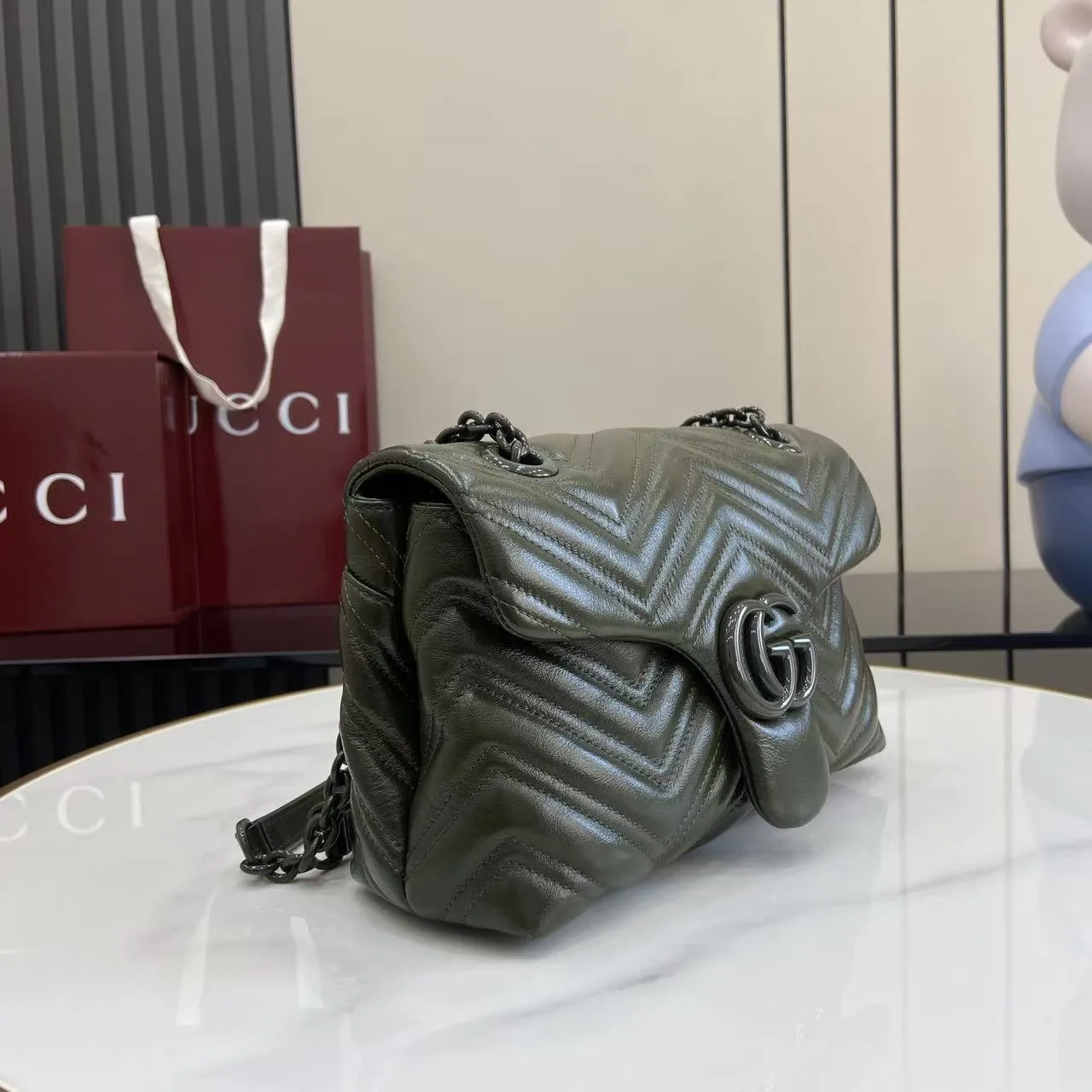 Gucci Green Marmont GG Supreme Canvas Shoulder Bag product photo from LabelPicks