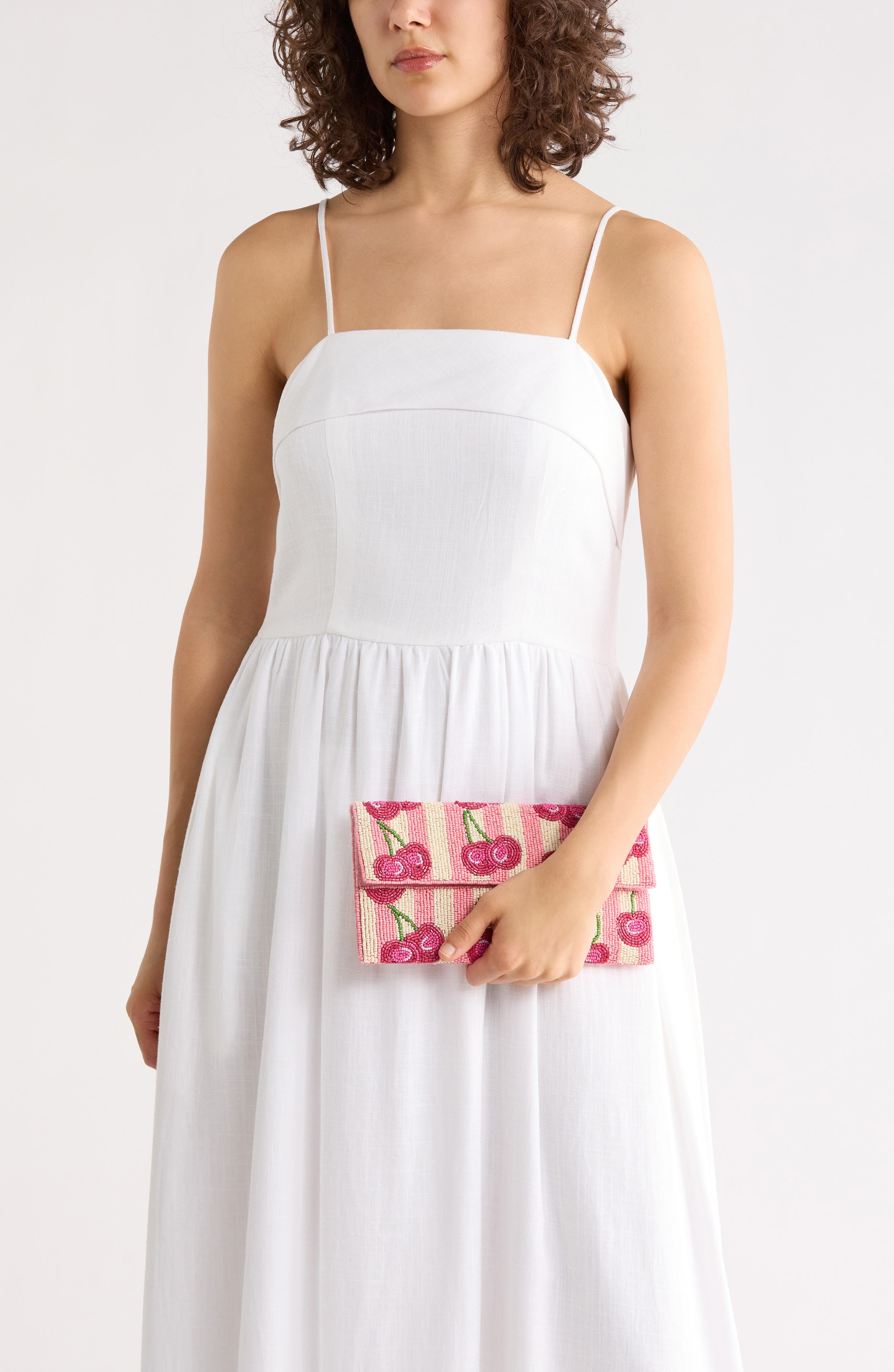Collection XIIX Stripe Cherry Beaded Clutch
