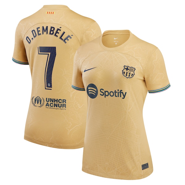 Ousmane Dembele Barcelona Nike Women's 2022/23 Away Replica Player Jersey - Gold