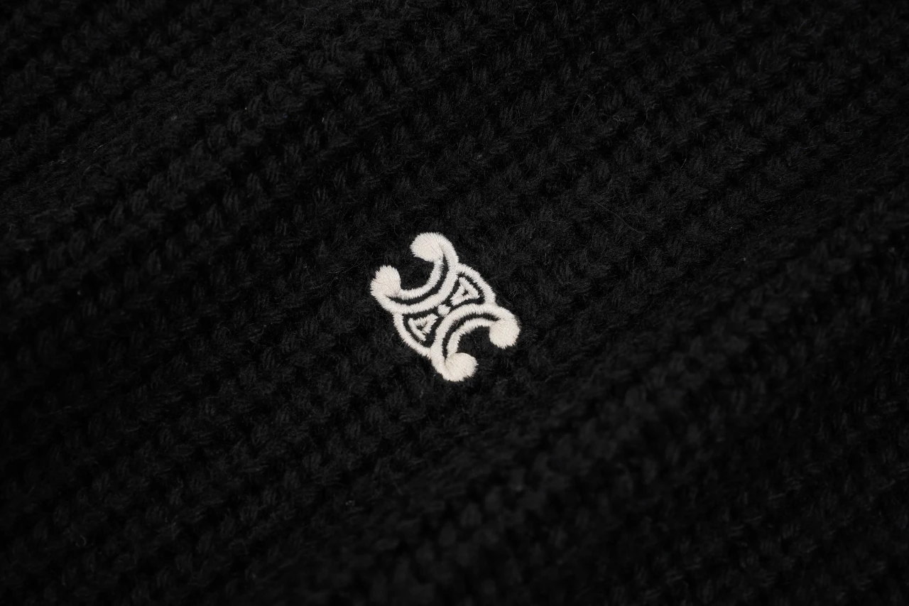 CELINE Black Triomphe Embroidered Knit Zip Cardigan product photo from LabelPicks