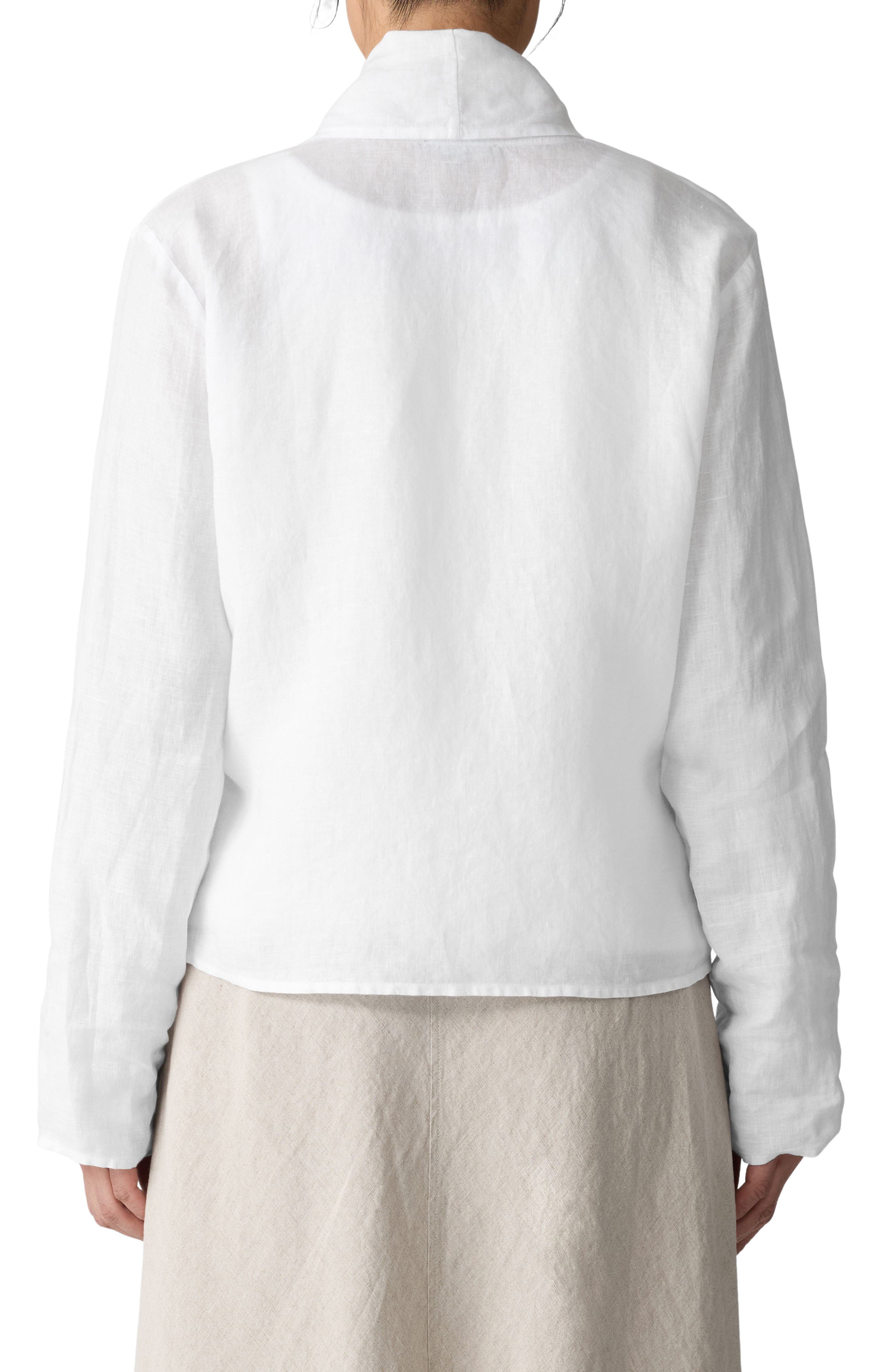 Eileen Fisher Shawl Collar Open Front Organic Linen Jacket